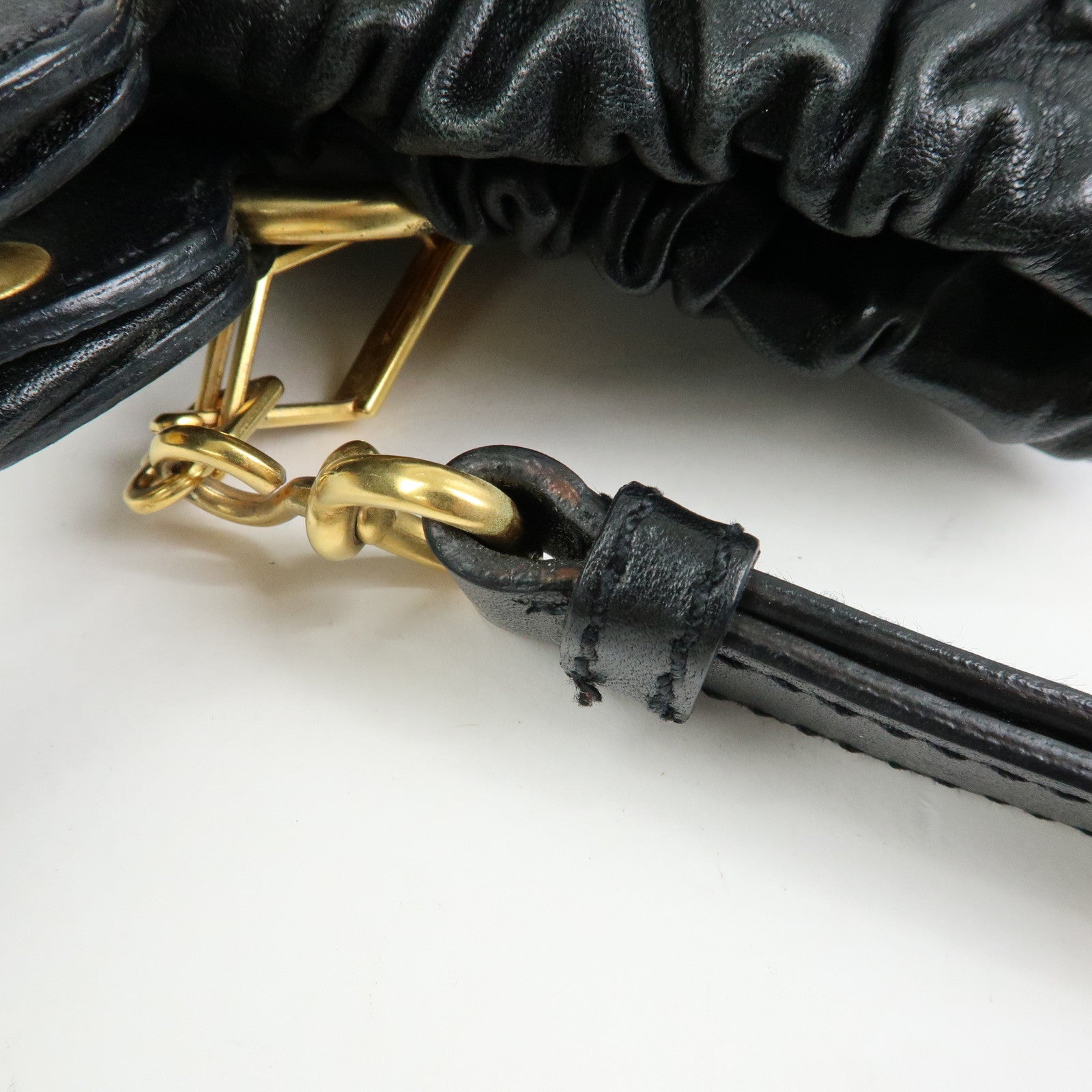 MIU MIU Vitello Lux Leather 2Way Bag Hand Bag Shoulder Bag Black