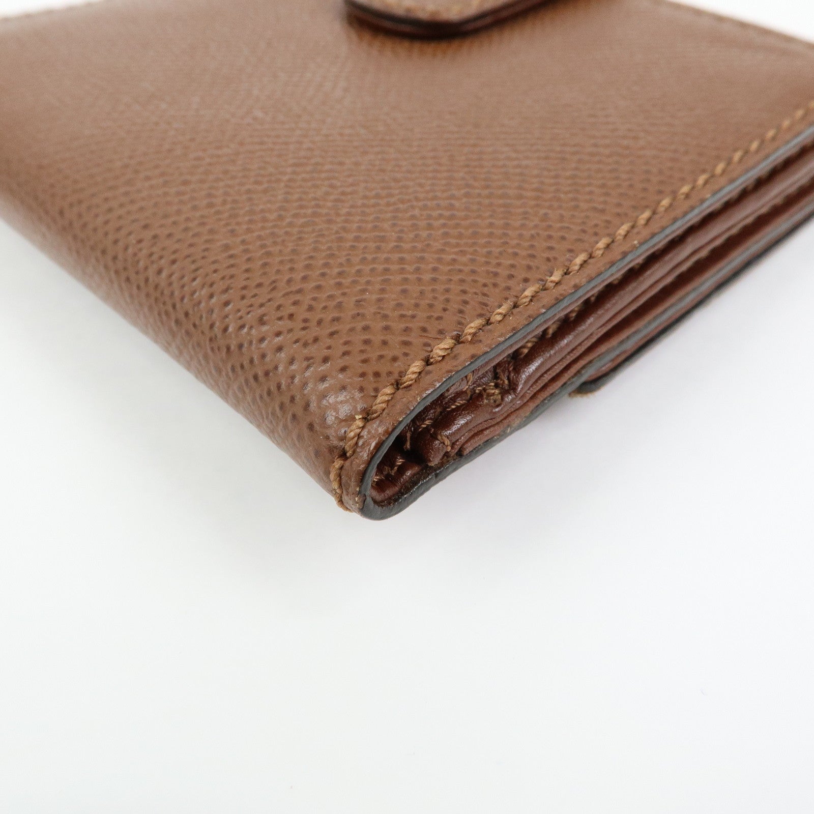 CHANEL COCO Mark Leather Bi-fold Compact Wallet Brown Gold