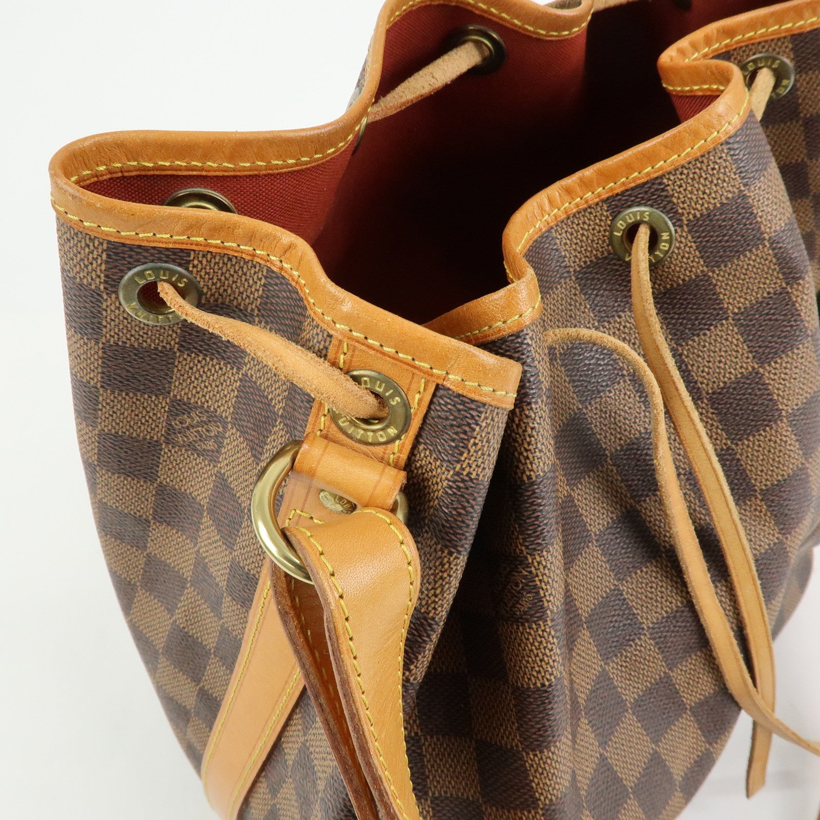 Louis Vuitton Damier Noe Canvas Leather Shoulder Bag Brown
