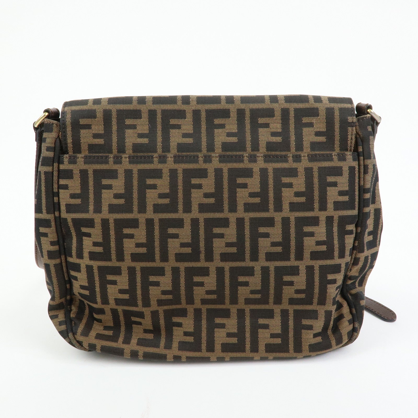 FENDI Zucca Jacquard Leather Shoulder Bag Crossbody Bag Brown 8BT215