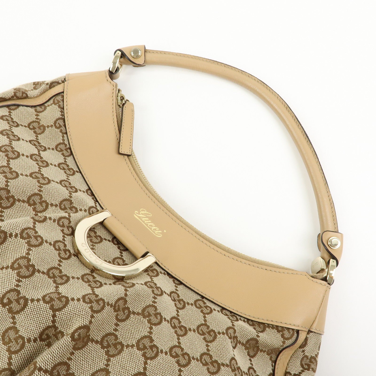 GUCCI Abbey GG Canvas Leather Shoulder Bag Hand Bag  Beige 189833