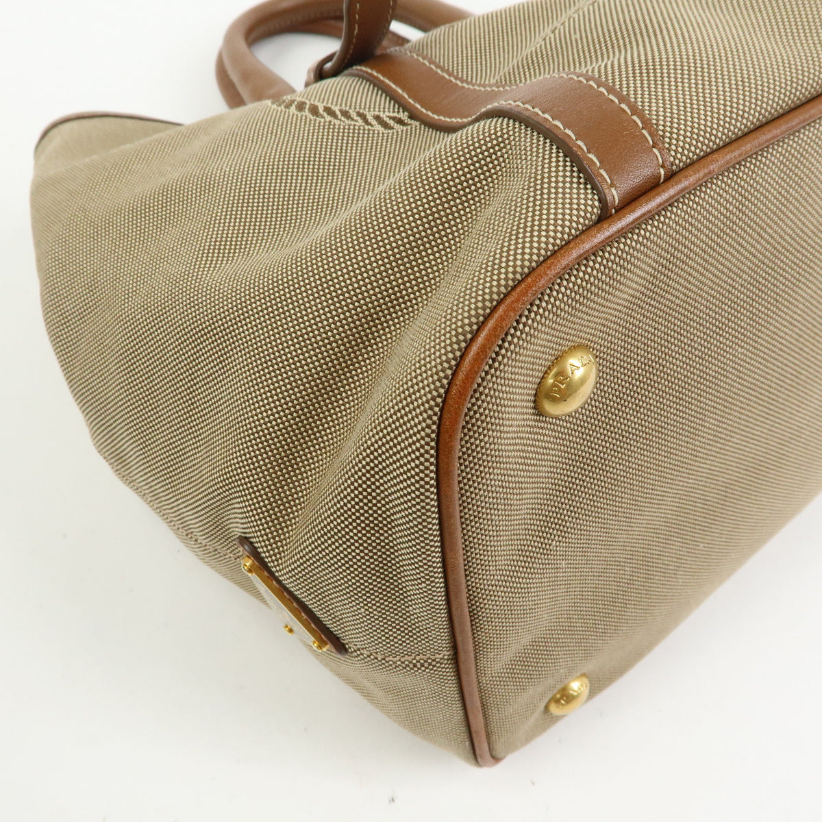 PRADA Triangle Logo Jacquard Canvas Leather 2Way Bag Tote Bag BN1841