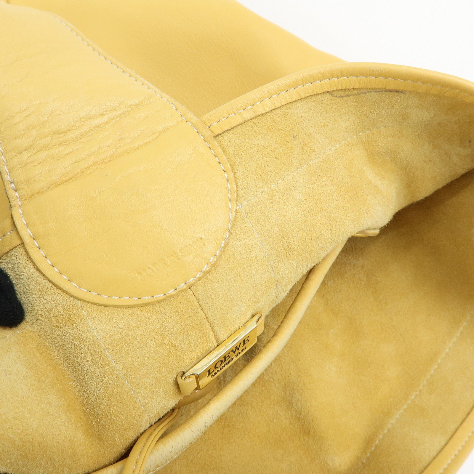 LOEWE Anton Anagram Leather Shoulder Bag Backpack Rucksack Mustard