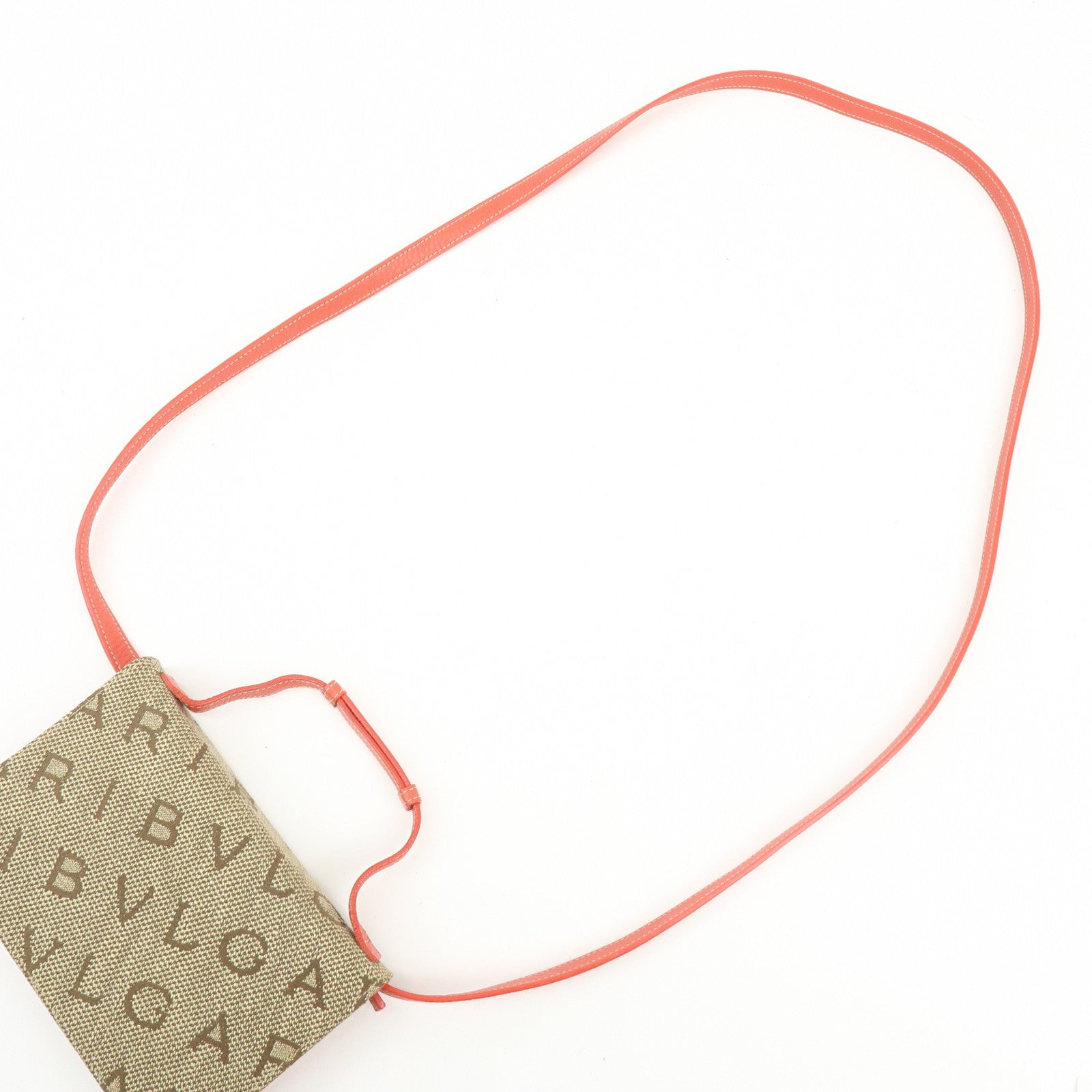 BVLGARI Logomania Jacquard Leather Bi-fold Long Wallet 2Way Bag Beige