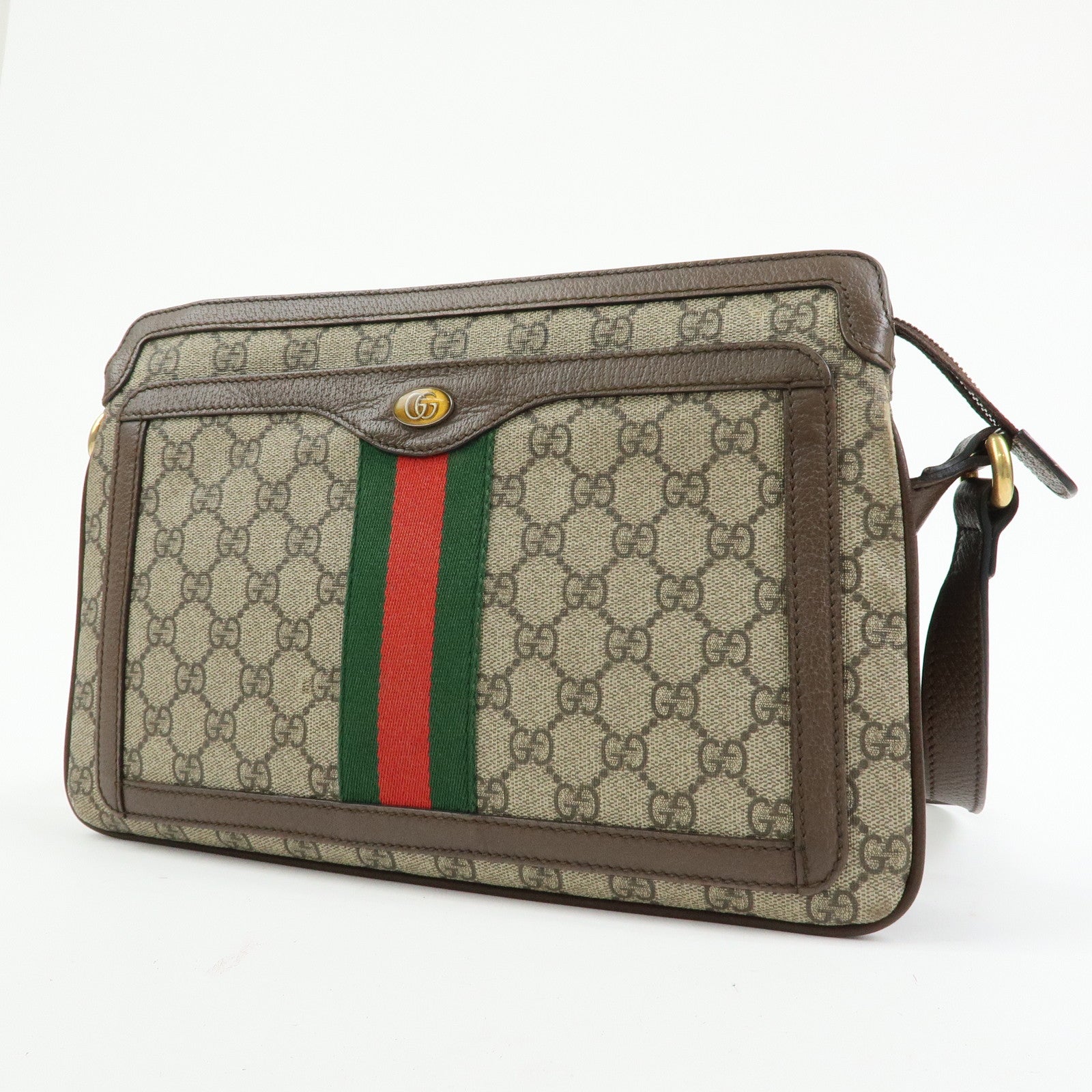 GUCCI Ophidia Sherry GG Supreme Leather Shoulder Bag Beige Brown 523354