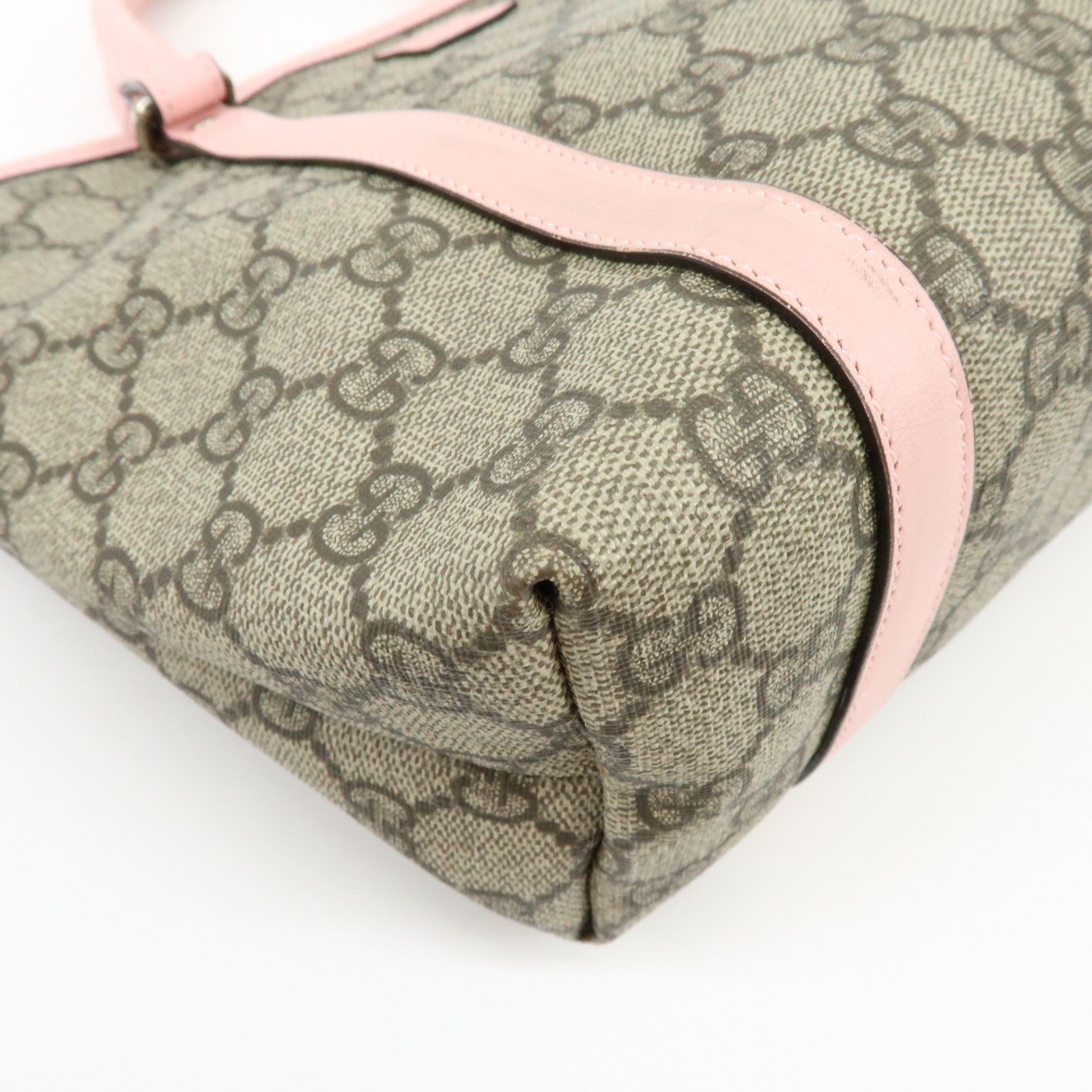 GUCCI Children's GG Supreme Leather Tote Bag Hand Bag Beige Pink 297557