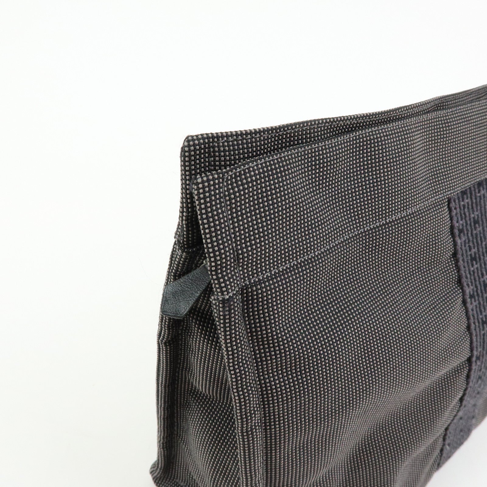 HERMES Herline Polyester Canvas Pouch Clutch Bag Gray Black