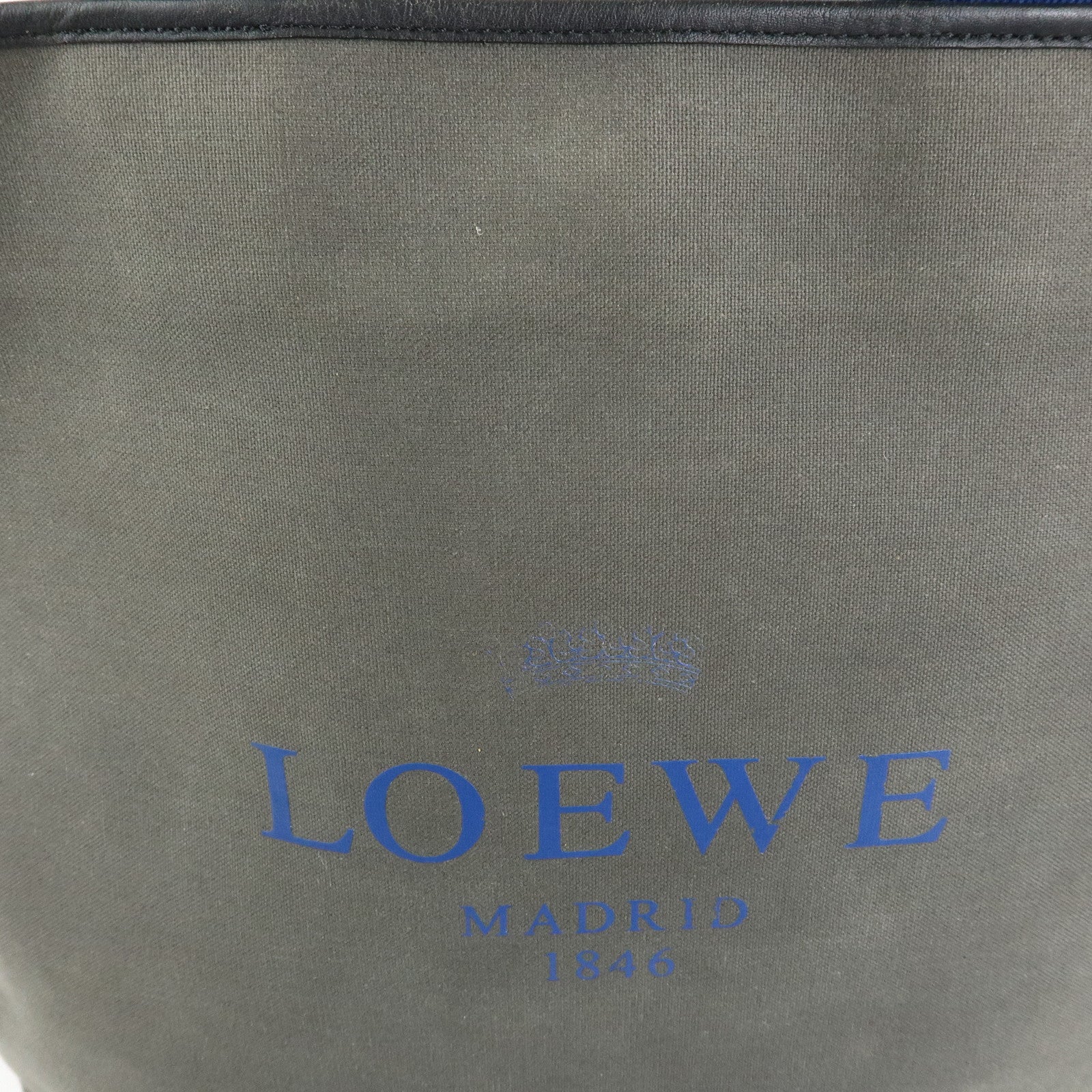 LOEWE Logo Canvas Leather Tote Bag Shoulder Bag Hand Bag Gray Blue
