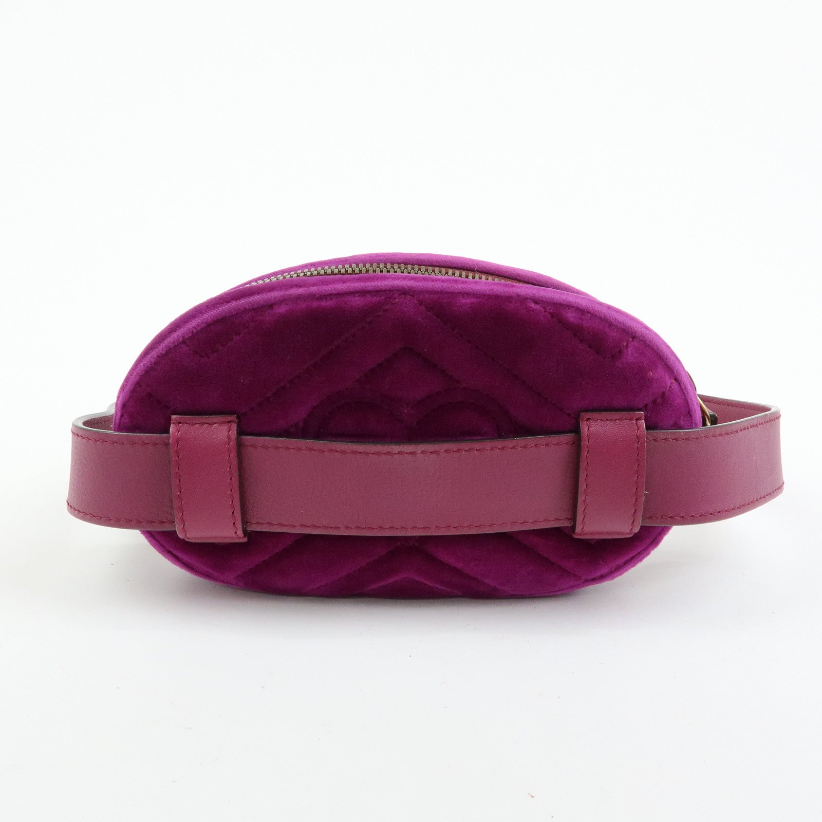 GUCCI GG Marmont Double G Velvet Leather Waist Pouch Body Bag 476434