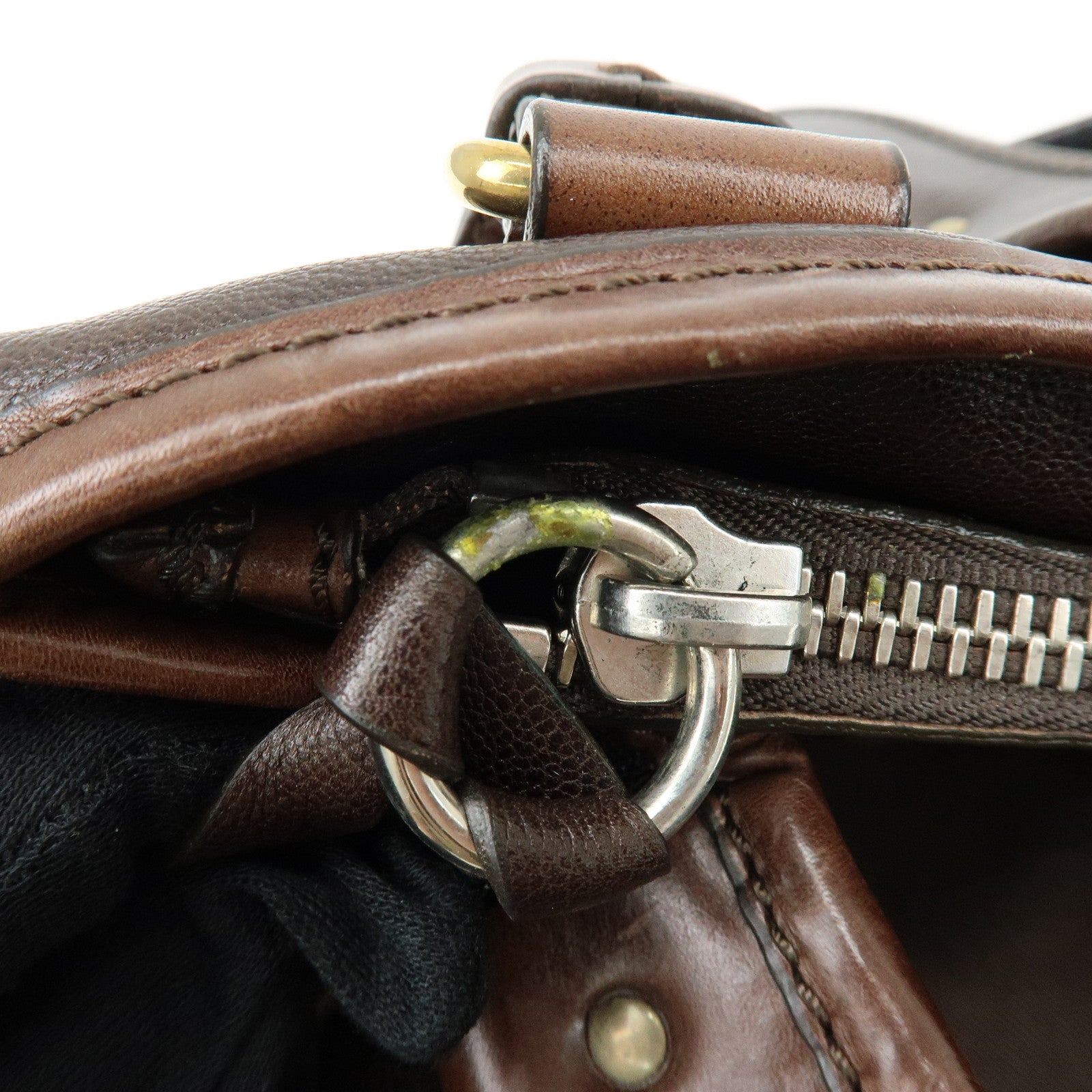 Chloe Kerala Leather Hand Bag Satchel Bag Brown Gold