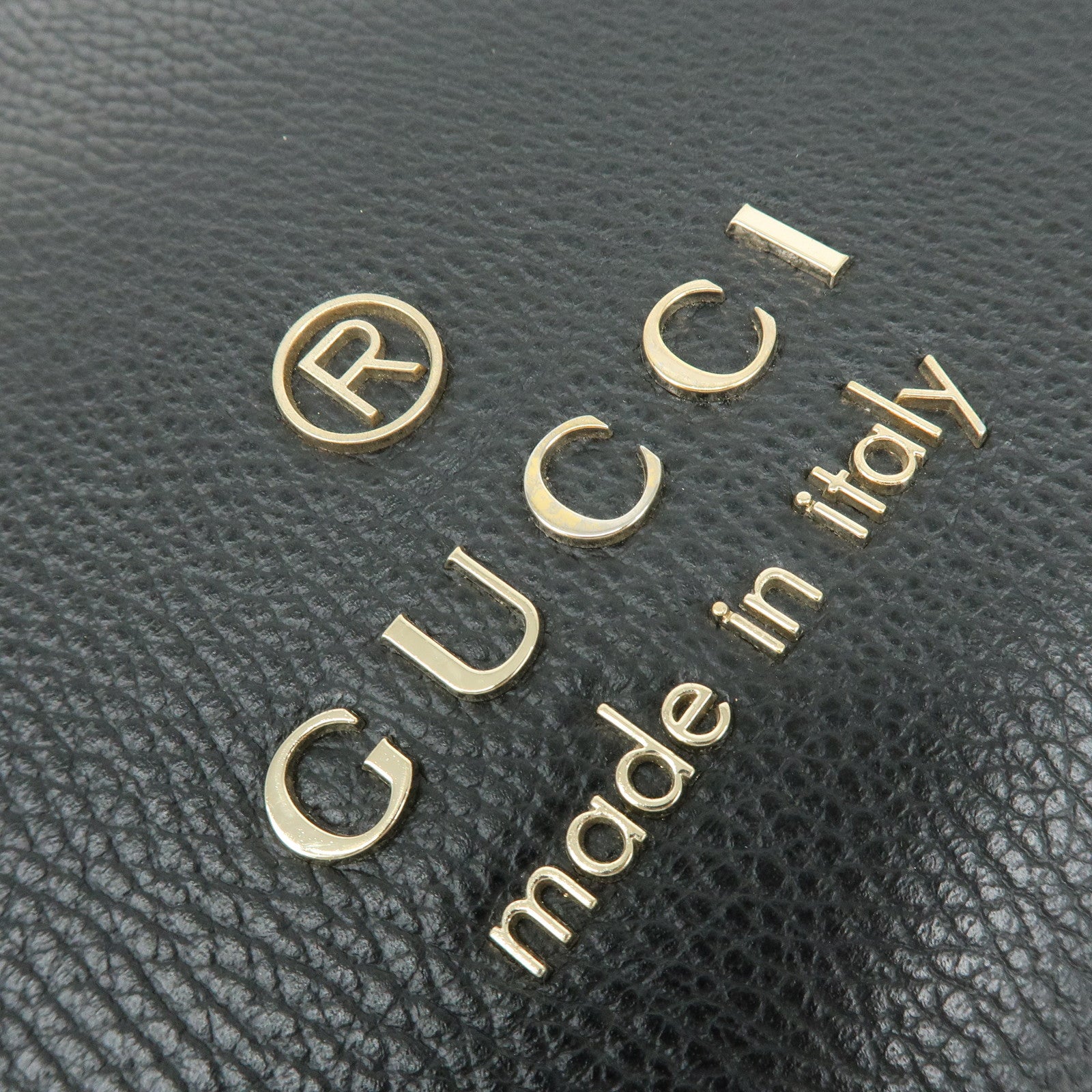 GUCCI Logo Leather Tote Bag Shoulder Bag Black 380118