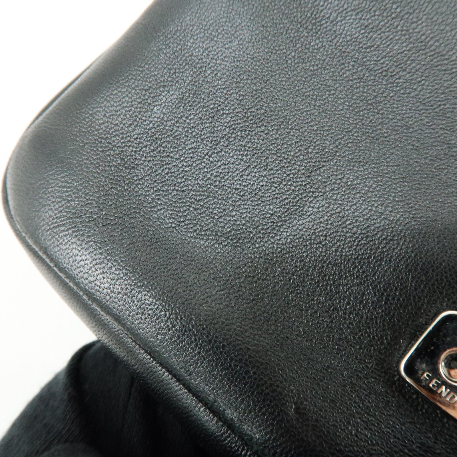 FENDI Monster Micro Baguette Leather Shoulder Bag Rhinestone 8M0354