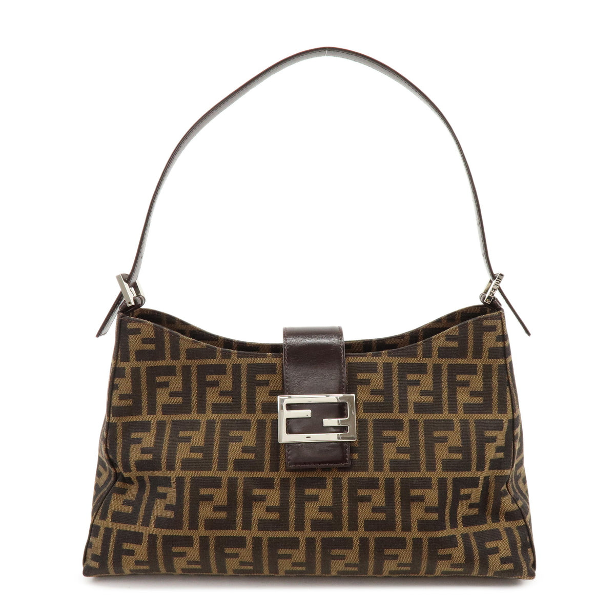 FENDI Zucca Canvas Leather Shoulder Bag Hand Bag Brown 0916115