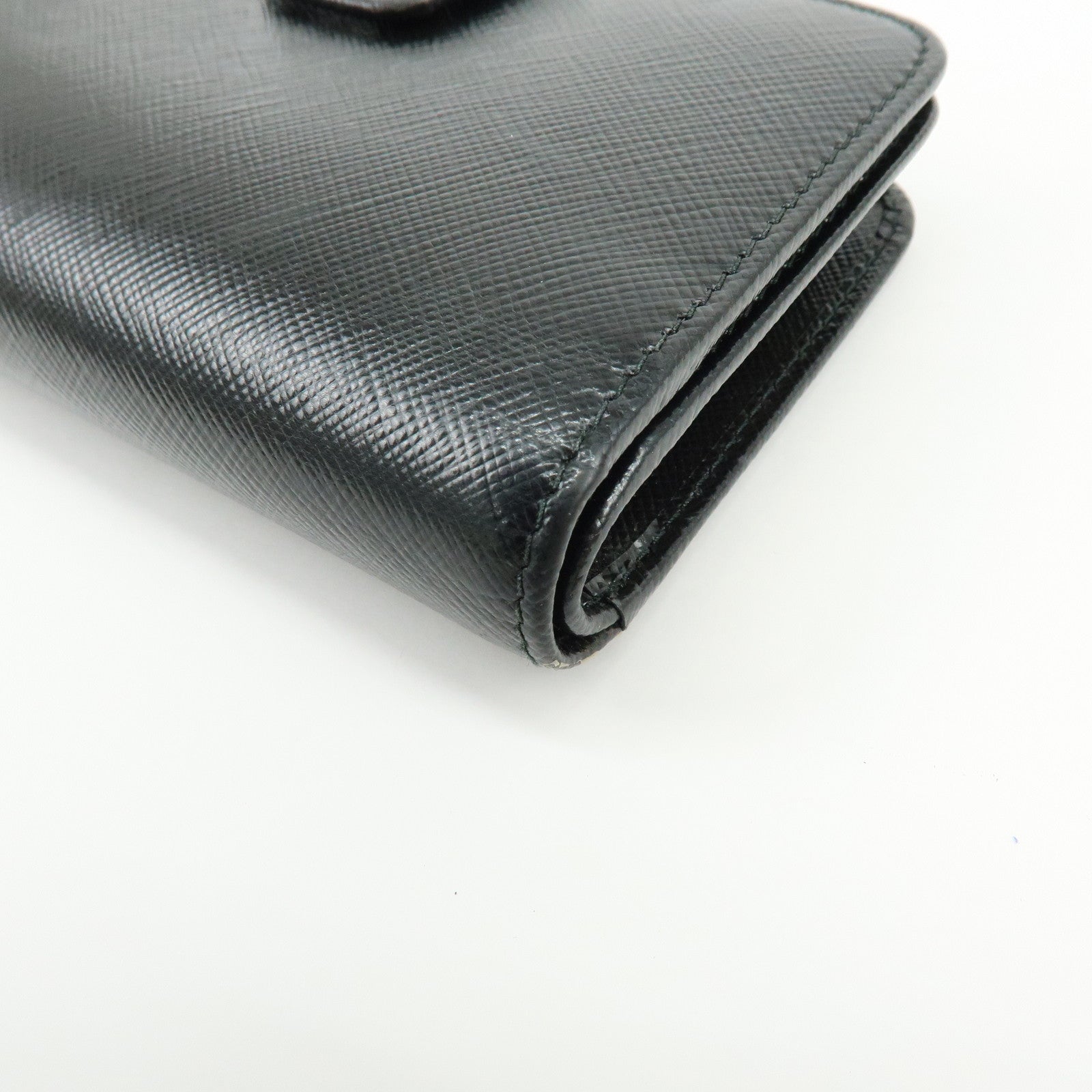 PRADA Saffiano Leather Compact Bi-fold Wallet Black 1ML225