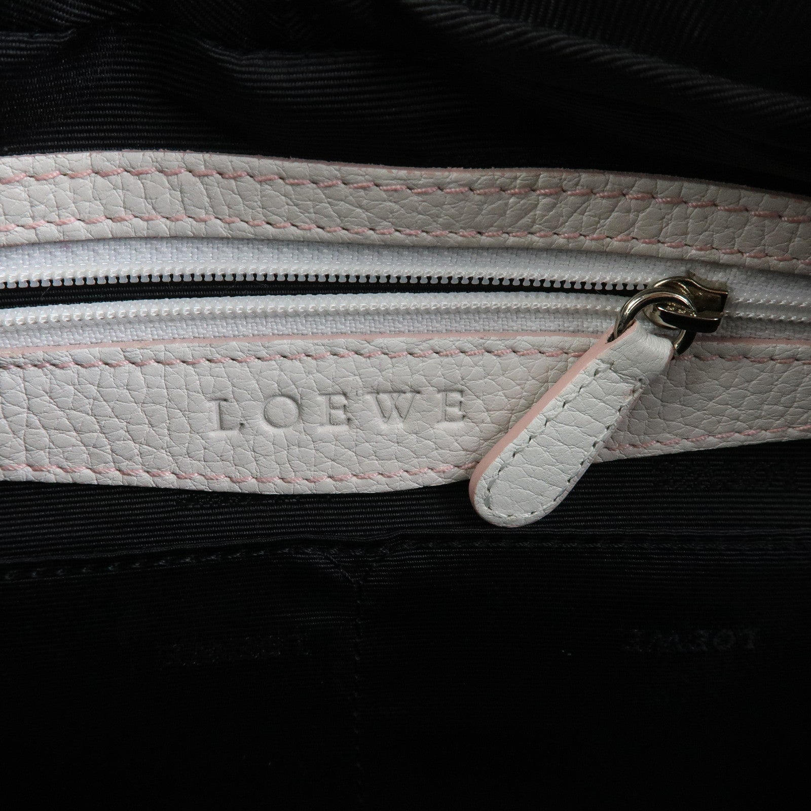 LOEWE Senda Leather Boston Bag Hand Bag White