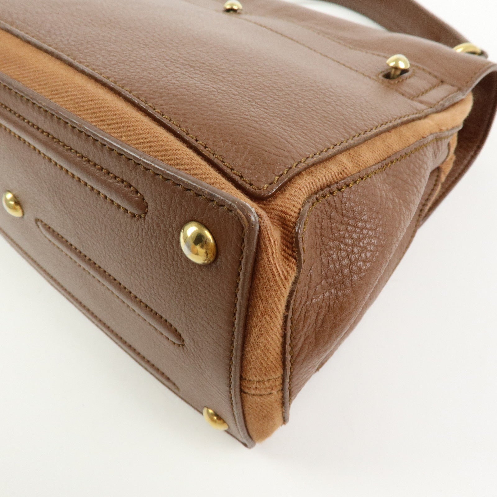 SAINT LAURENT PARIS Muse Two Leather Hand Bag Brown 289278