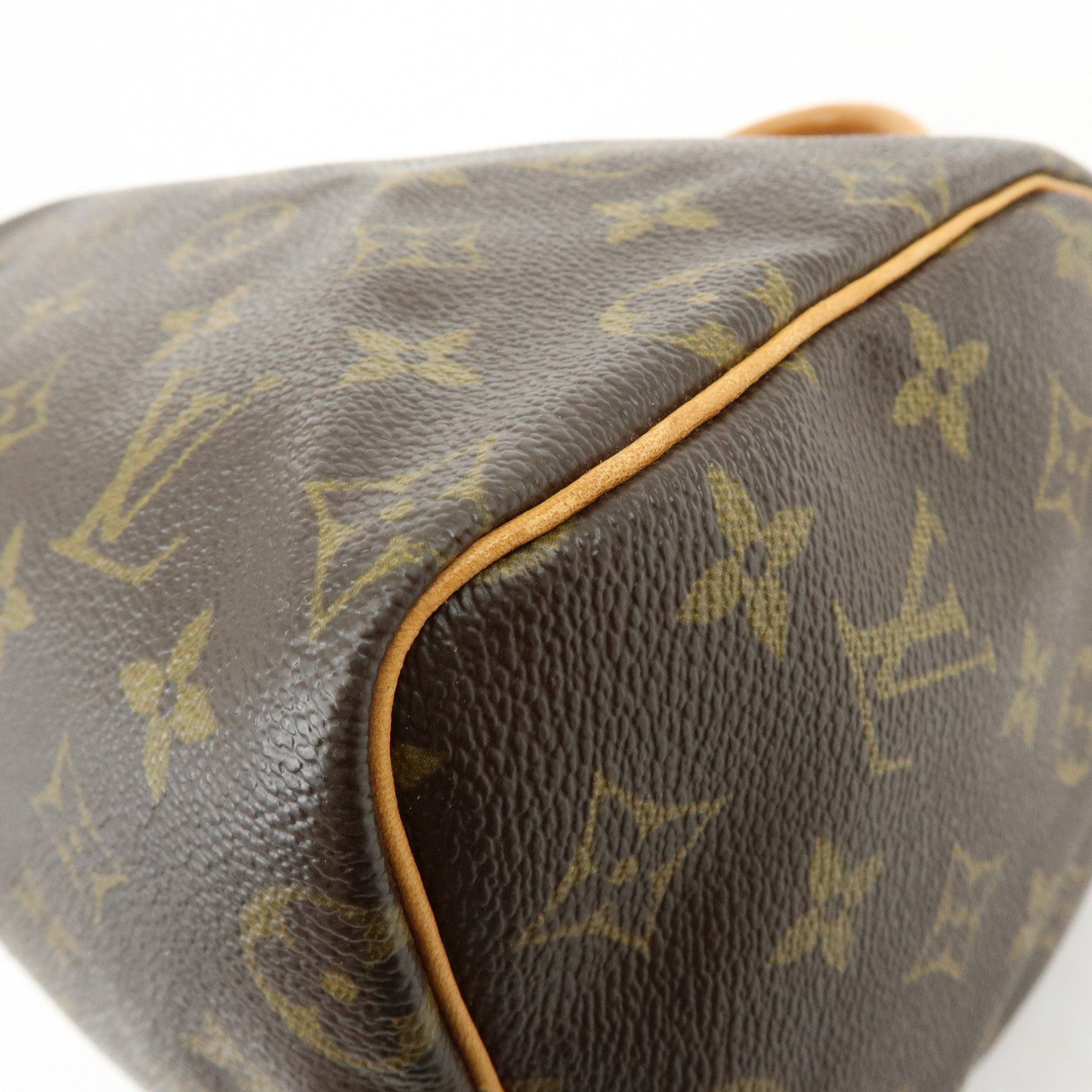Louis Vuitton Monogram Speedy 25 Canvas Leather Boston Bag Brown M41528