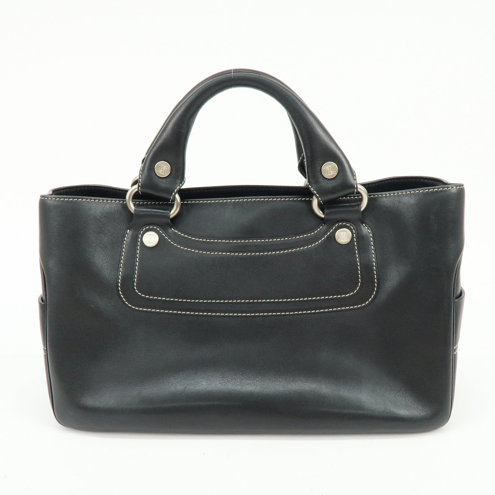 CELINE Boogie Bag Leather Hand Bag Tote Bag Black
