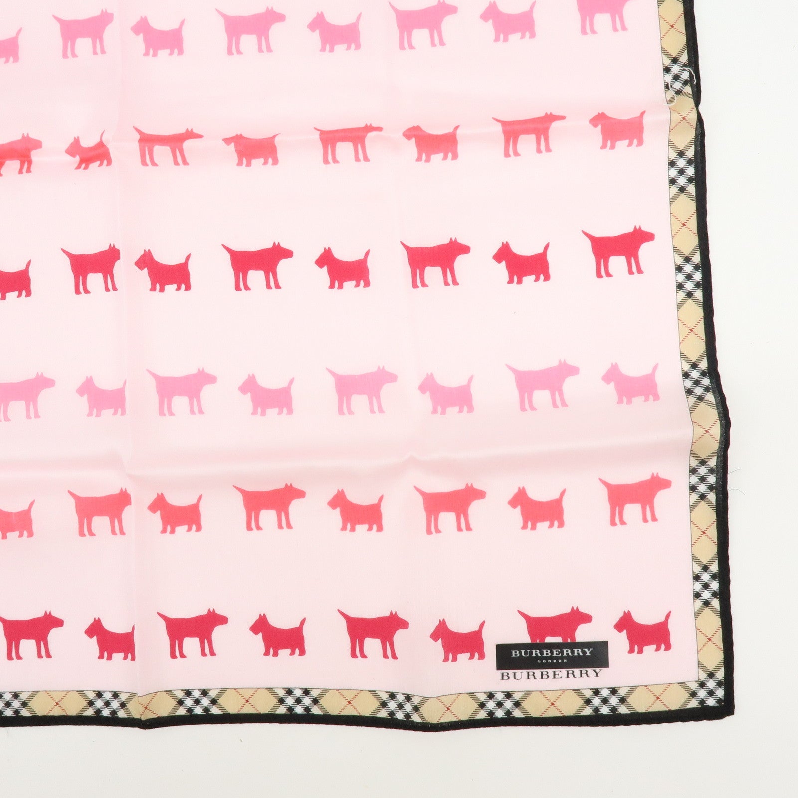 BURBERRY Set of 2 Nova Plaid Cotton 100% Handkerchief Scarf Pink Beige