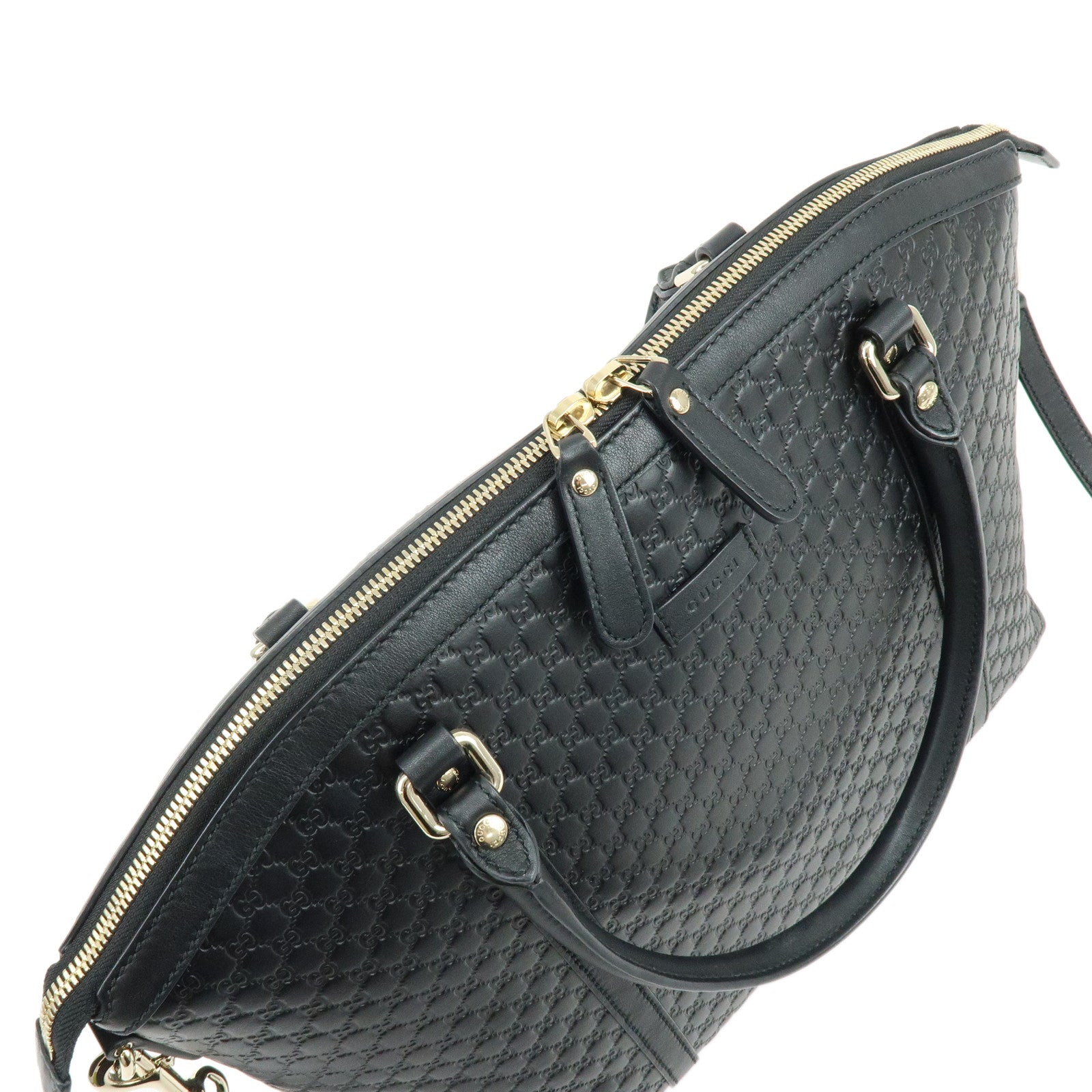 GUCCI Microguccissima Leather 2Way Bag Hand Bag Black 449657