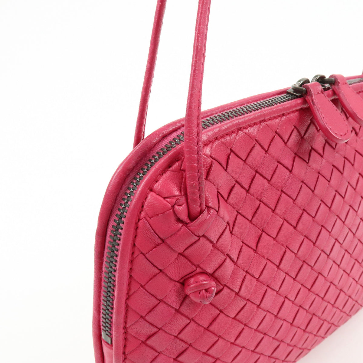 BOTTEGA VENETA Inttrecciato Nodini Leather Shoulder Bag Pink