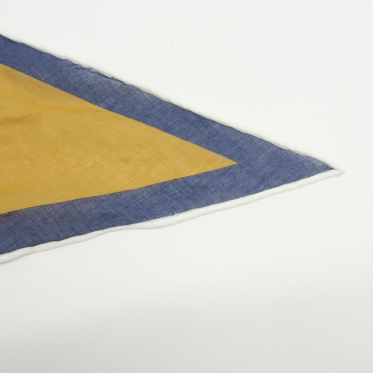 HERMES Cotton 100% Pointu Scarf Mustard Navy White