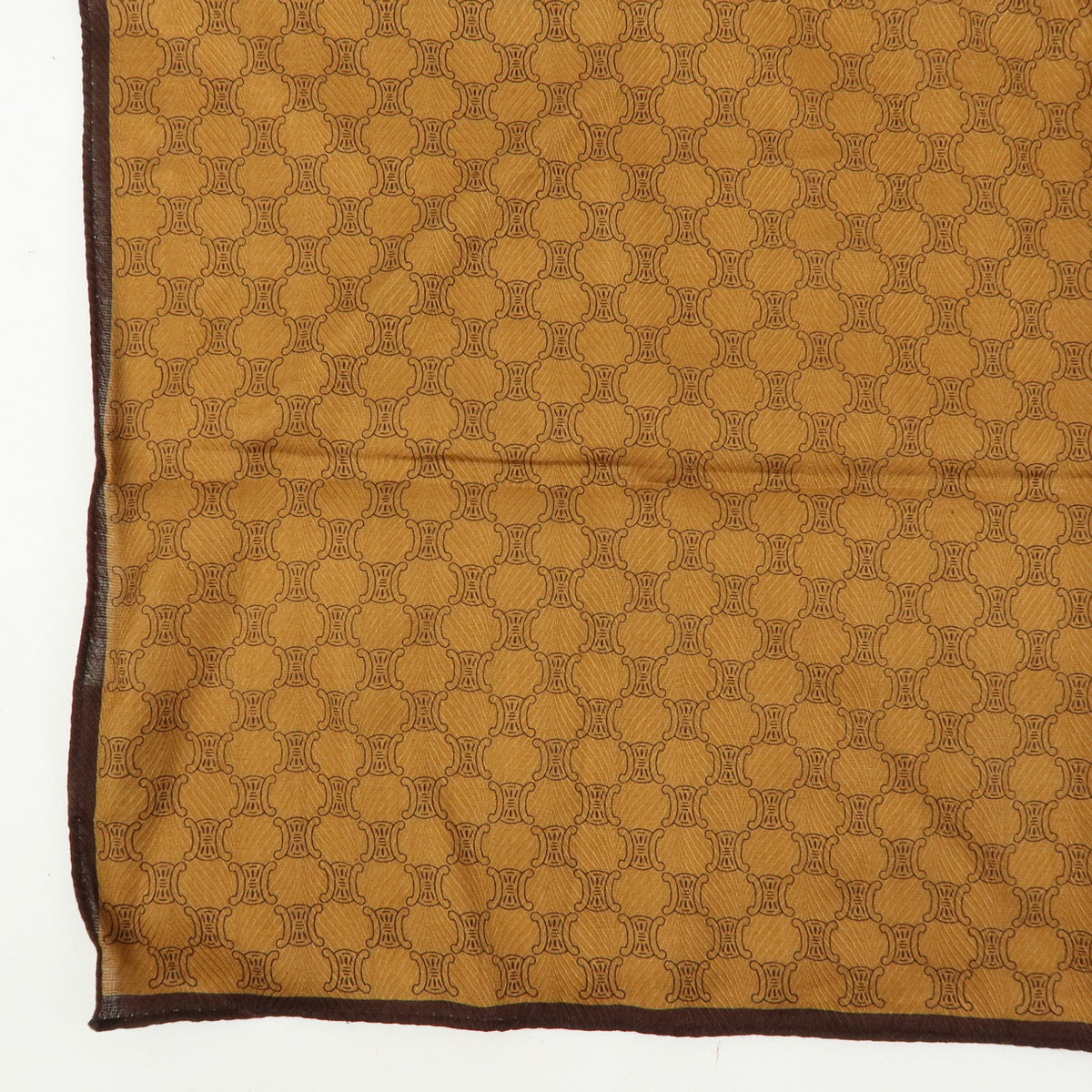 CELINE Macadam Lot of 2 Cotton 100% Scarf Handkerchief Brown Khaki