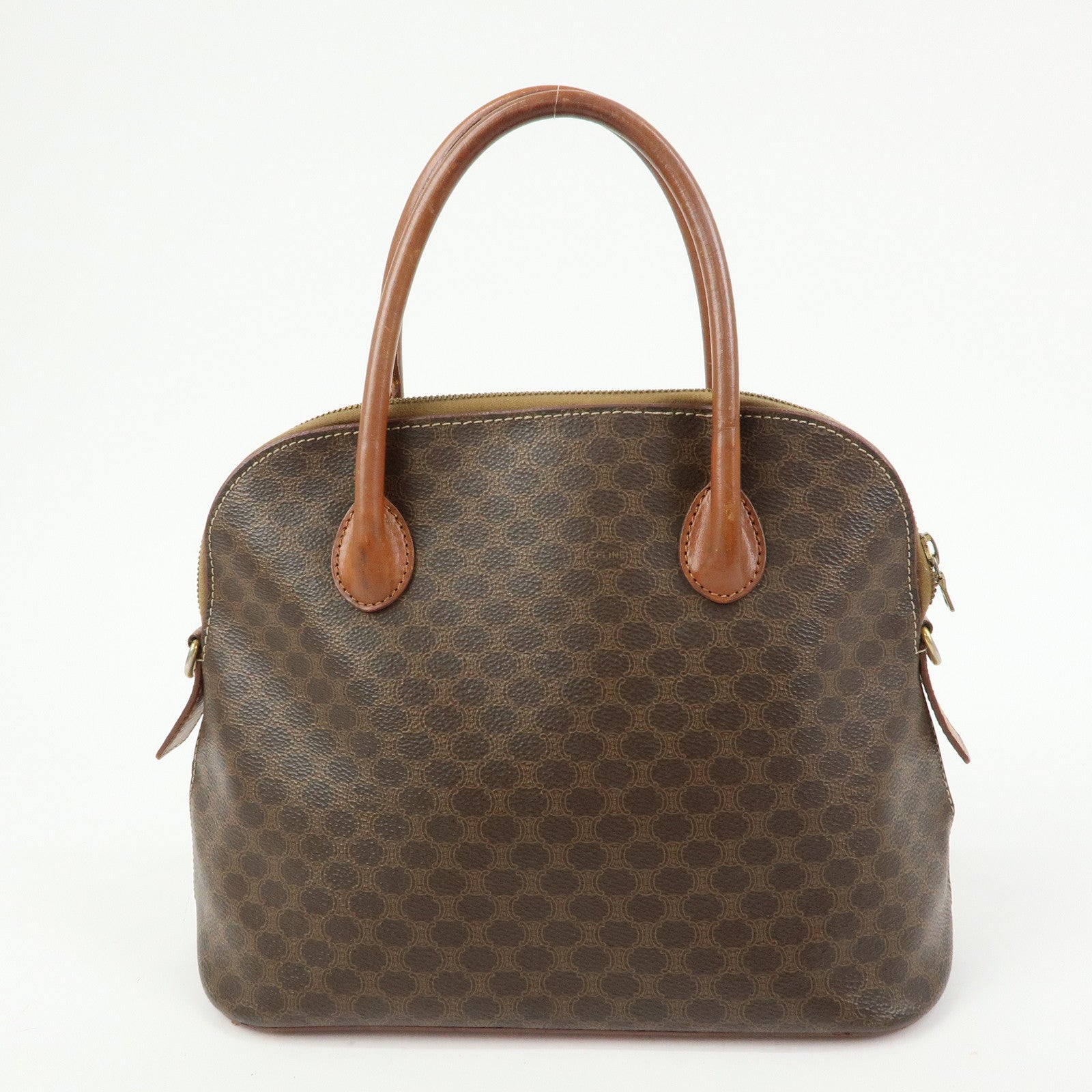 CELINE Macadam PVC Leather 2Way Bag Hand Bag Brown