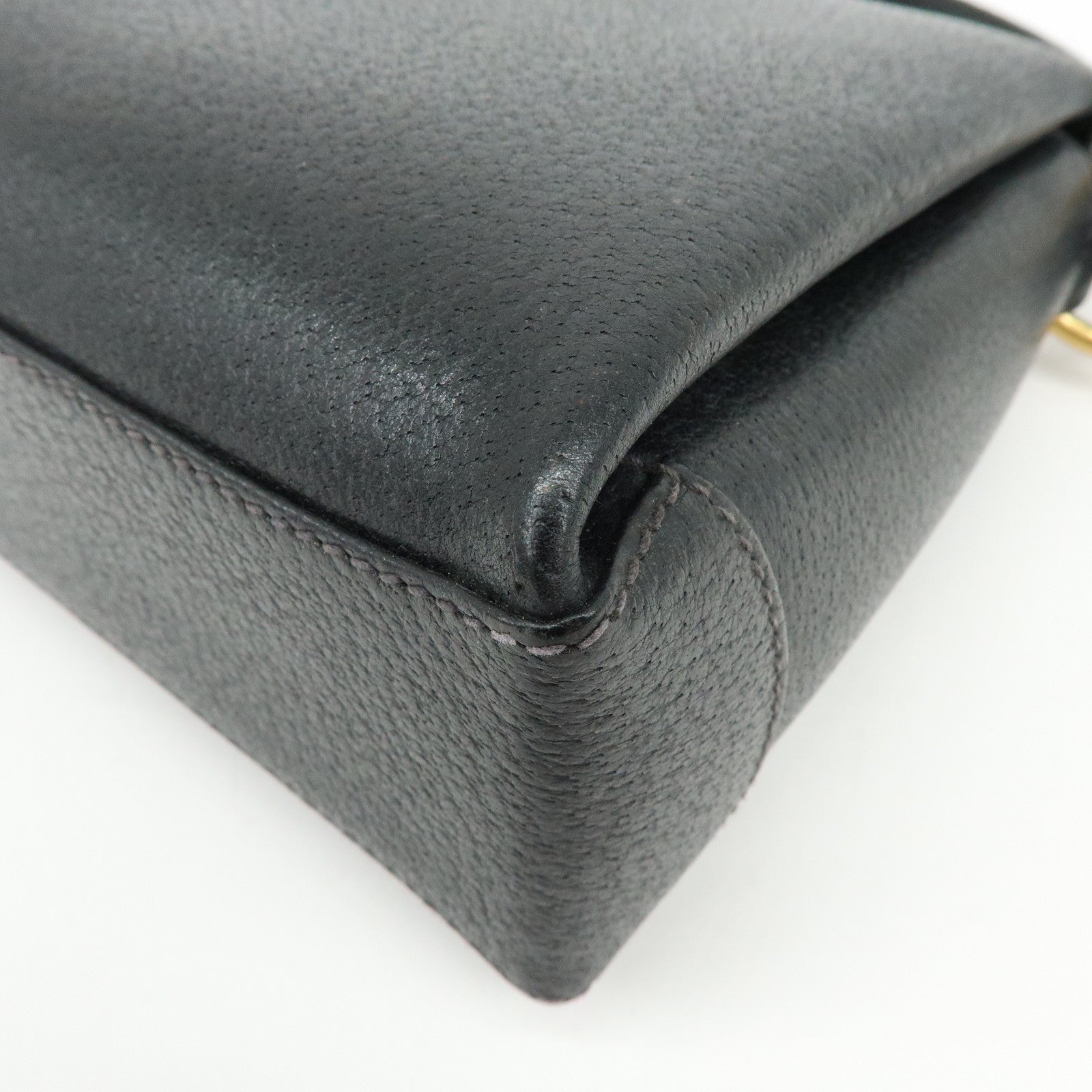 GUCCI Bamboo Turn Lock Leather Mini Hand Bag Black 000・33・0249