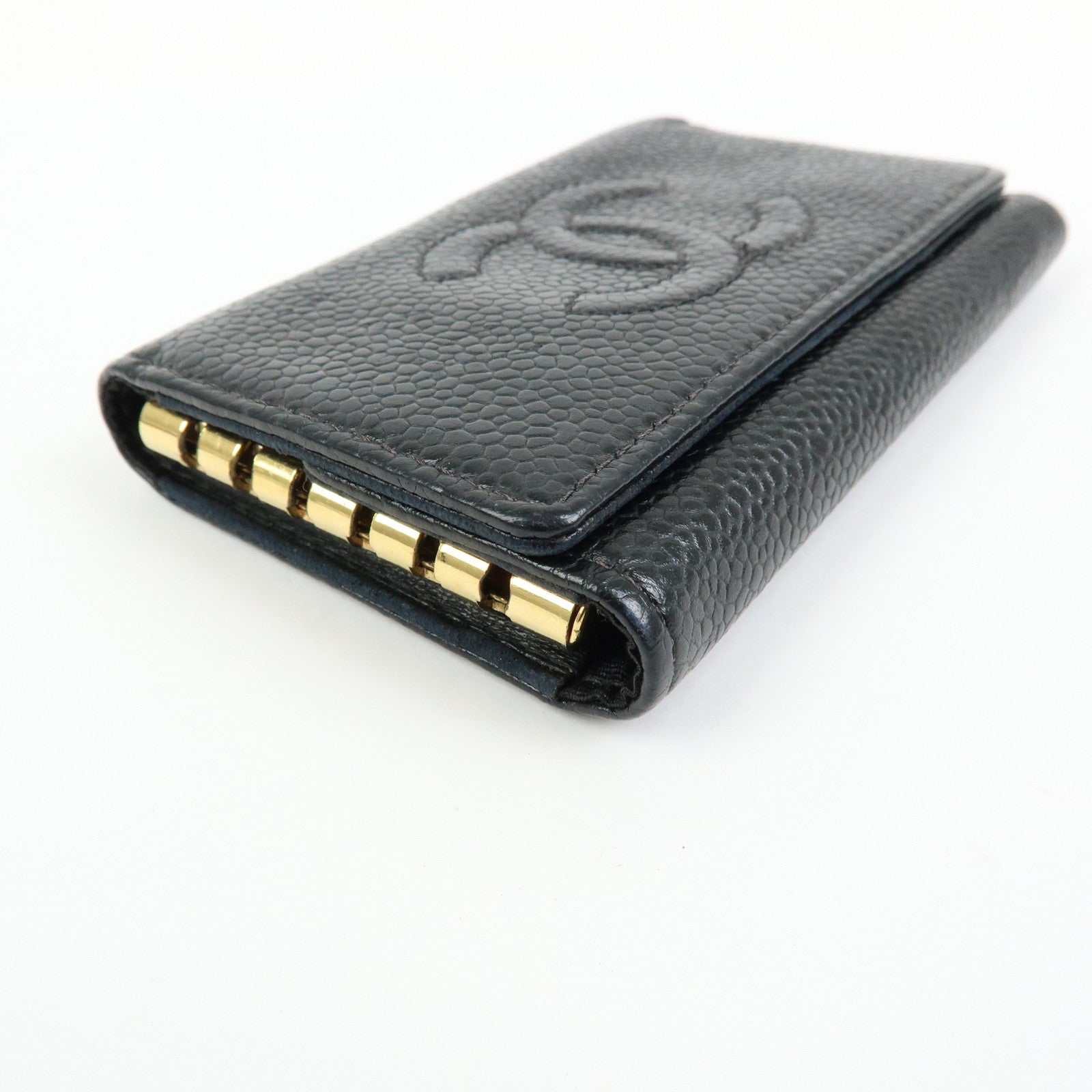 CHANEL COCO Mark Cavierskin Key Case Key Holder Black