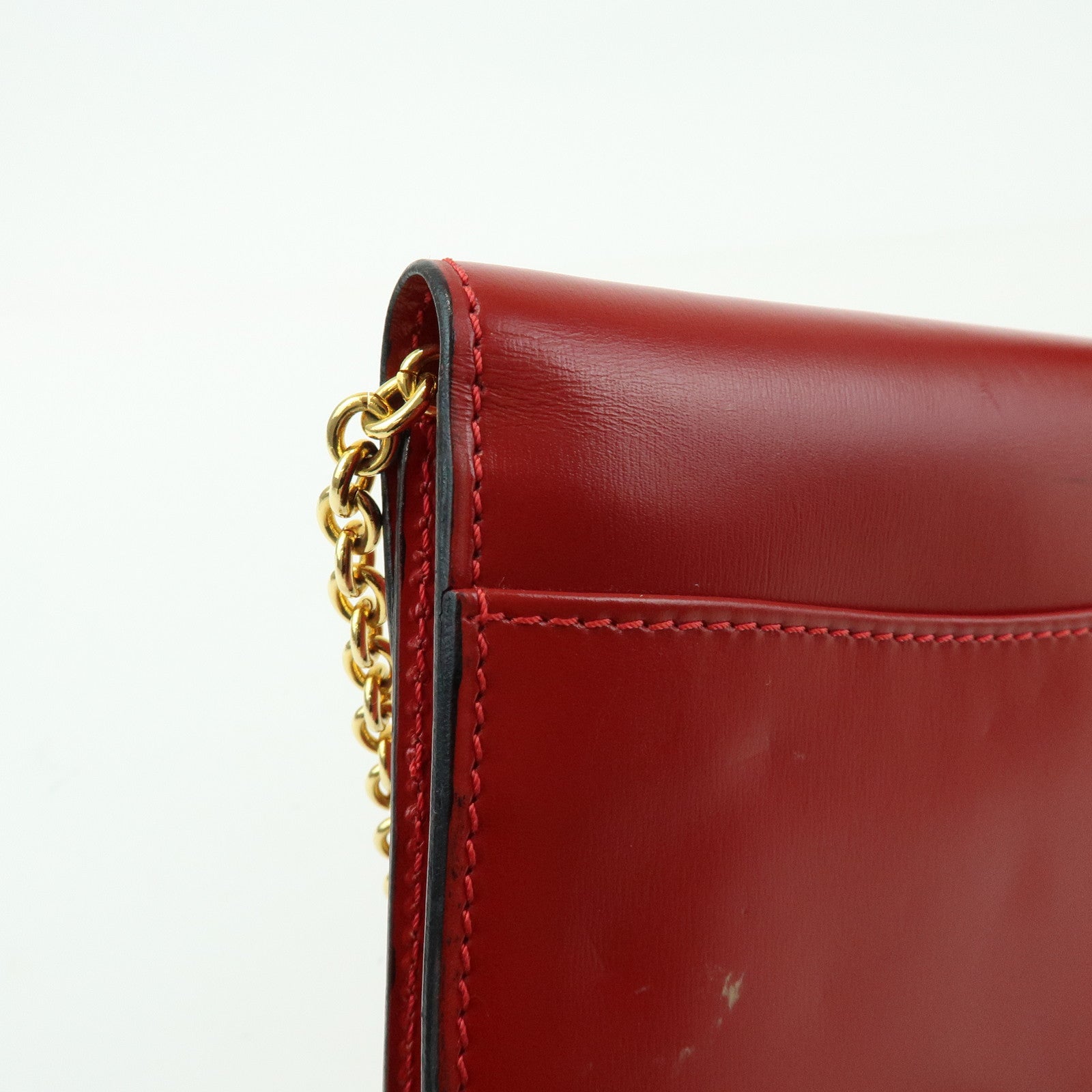 CELINE Starball Leather Chain Shoulder Bag Crossbody Bag Red