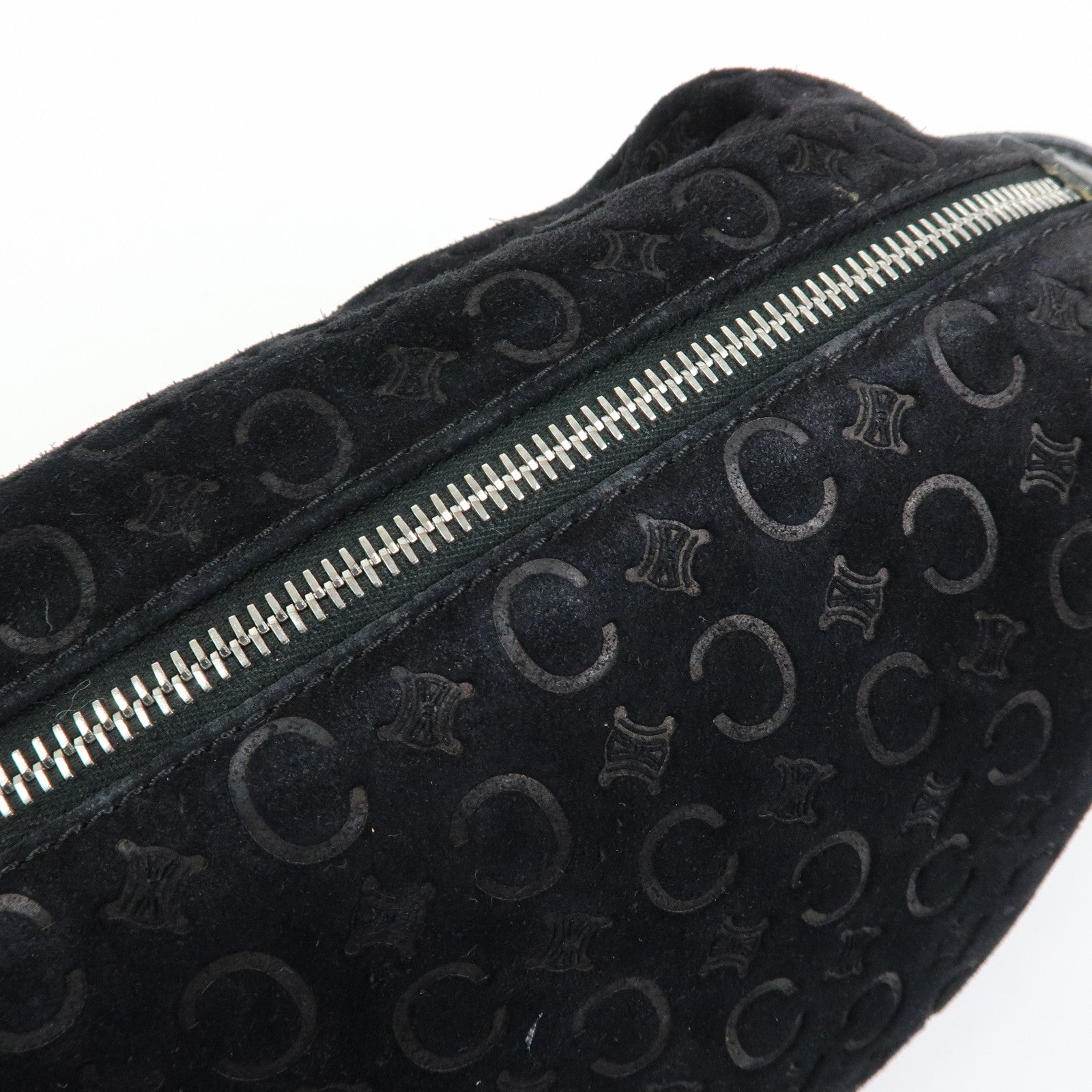 CELINE C Macadam Suede Leather Shoulder Bag Hand Bag Black