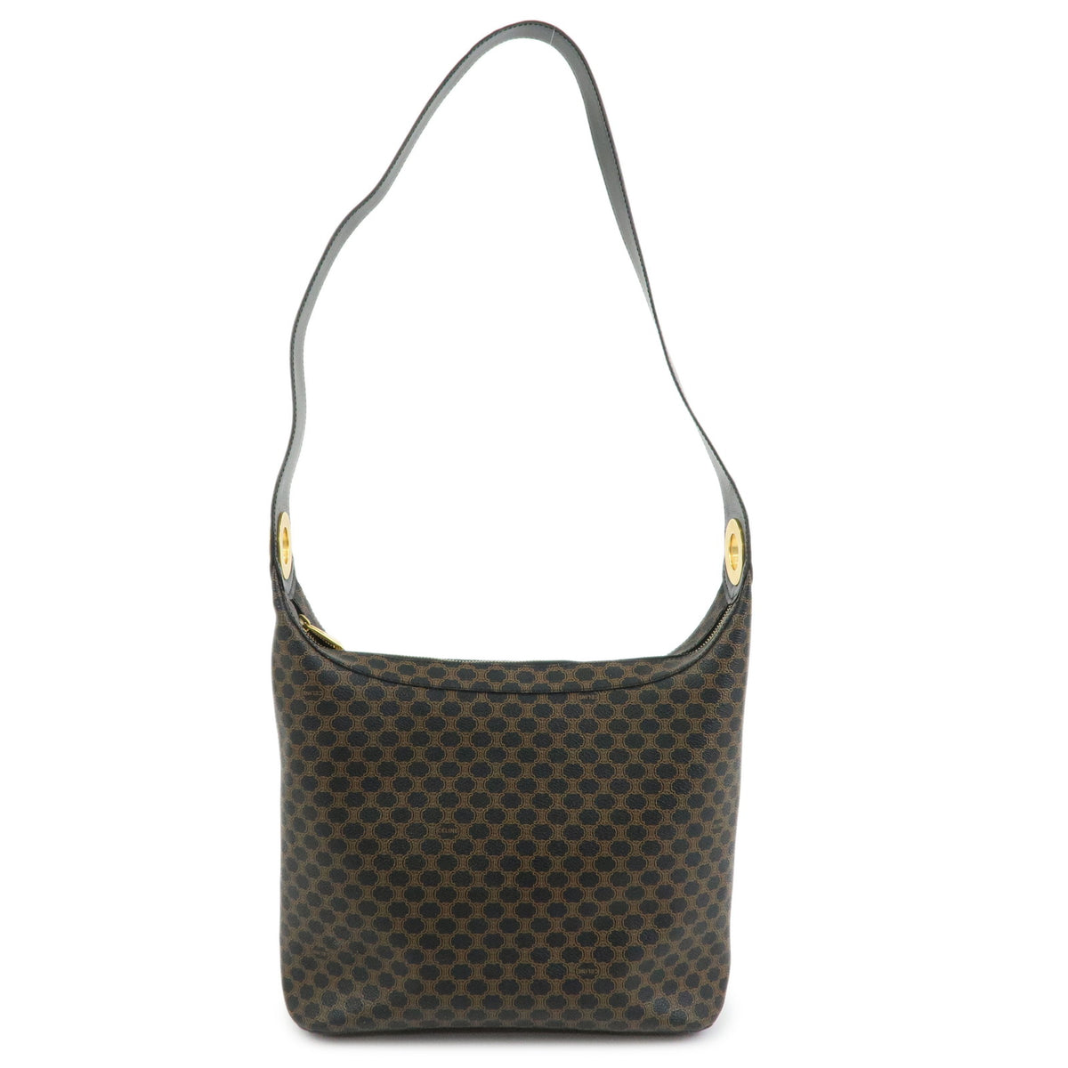 CELINE Macadam PVC Shoulder Bag Crossbody Bag Brown Black