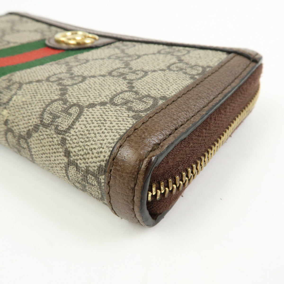GUCCI Ophidia Sherry GG Supreme Leather Round Zippy Wallet 523154