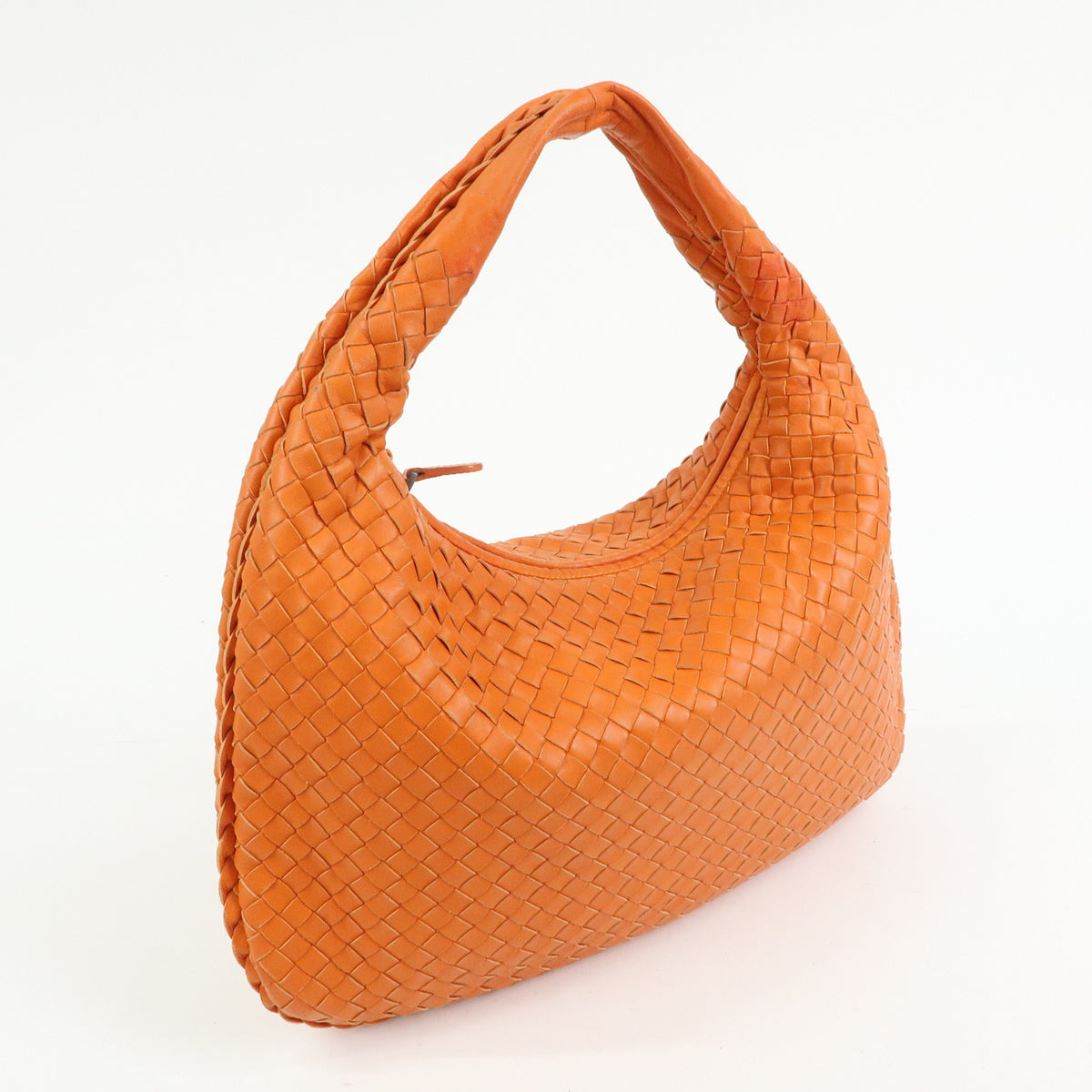 BOTTEGA VENETA Hobo Intrecciato Leather Shoulder Bag Orange 115653