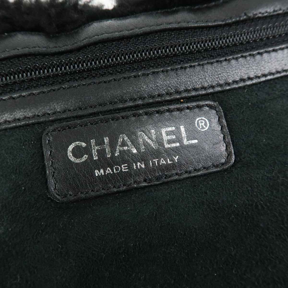 CHANEL Camellia COCO Mark Mouton Suede Chain Shoulder Bag Black
