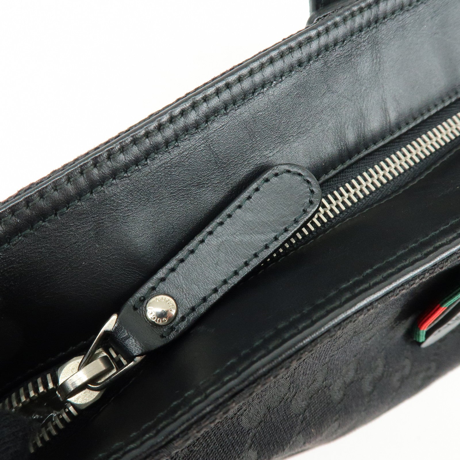 GUCCI Sherry GG Canvas Leather Tote Bag Shoulder Bag Black 308928