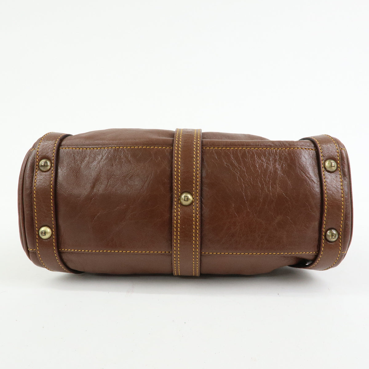 FENDI Zucca Leather Borsa Magic Hand Bag Brown 8BN143