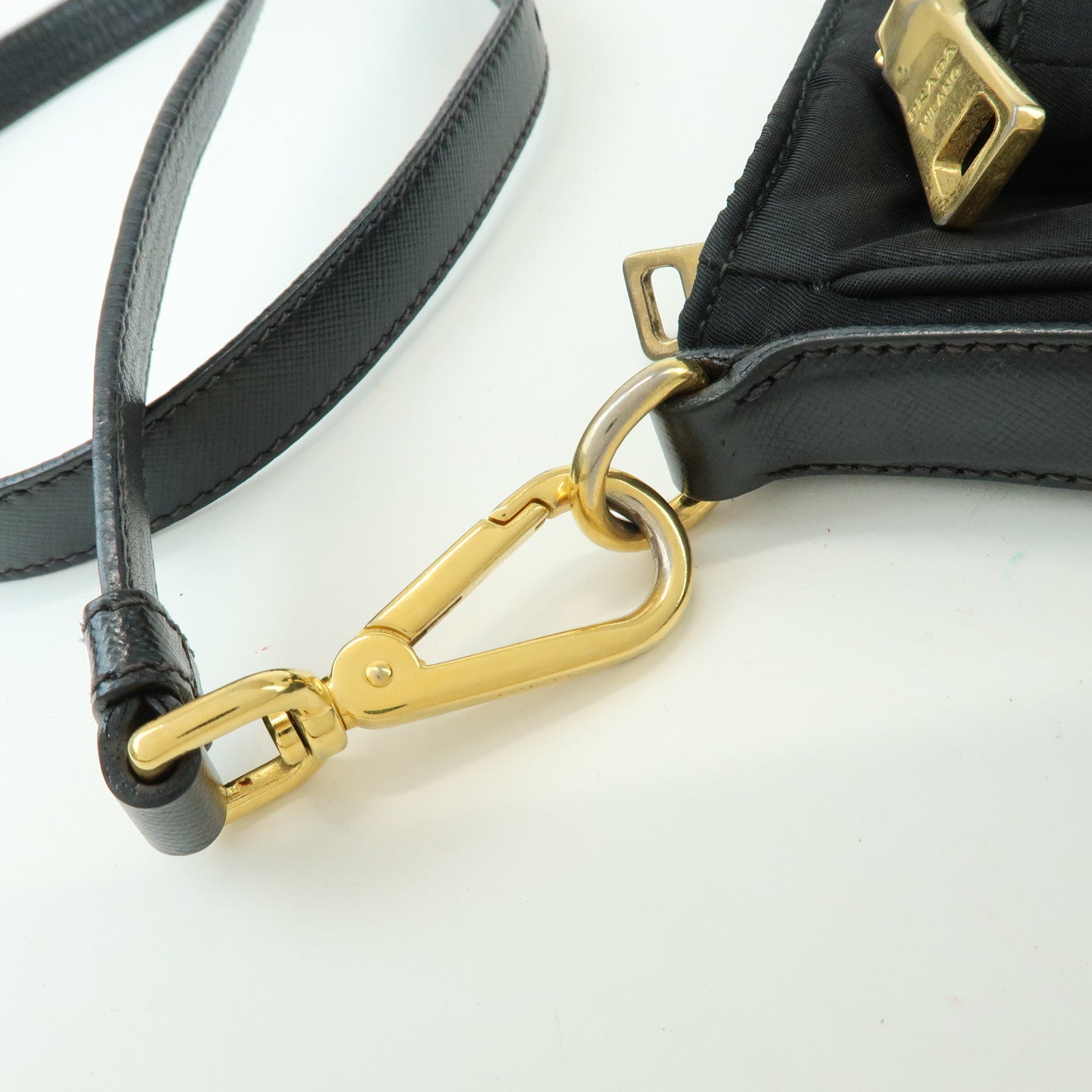 PRADA Nylon Saffiano Leather Shoulder Bag Crossbody Bag Black