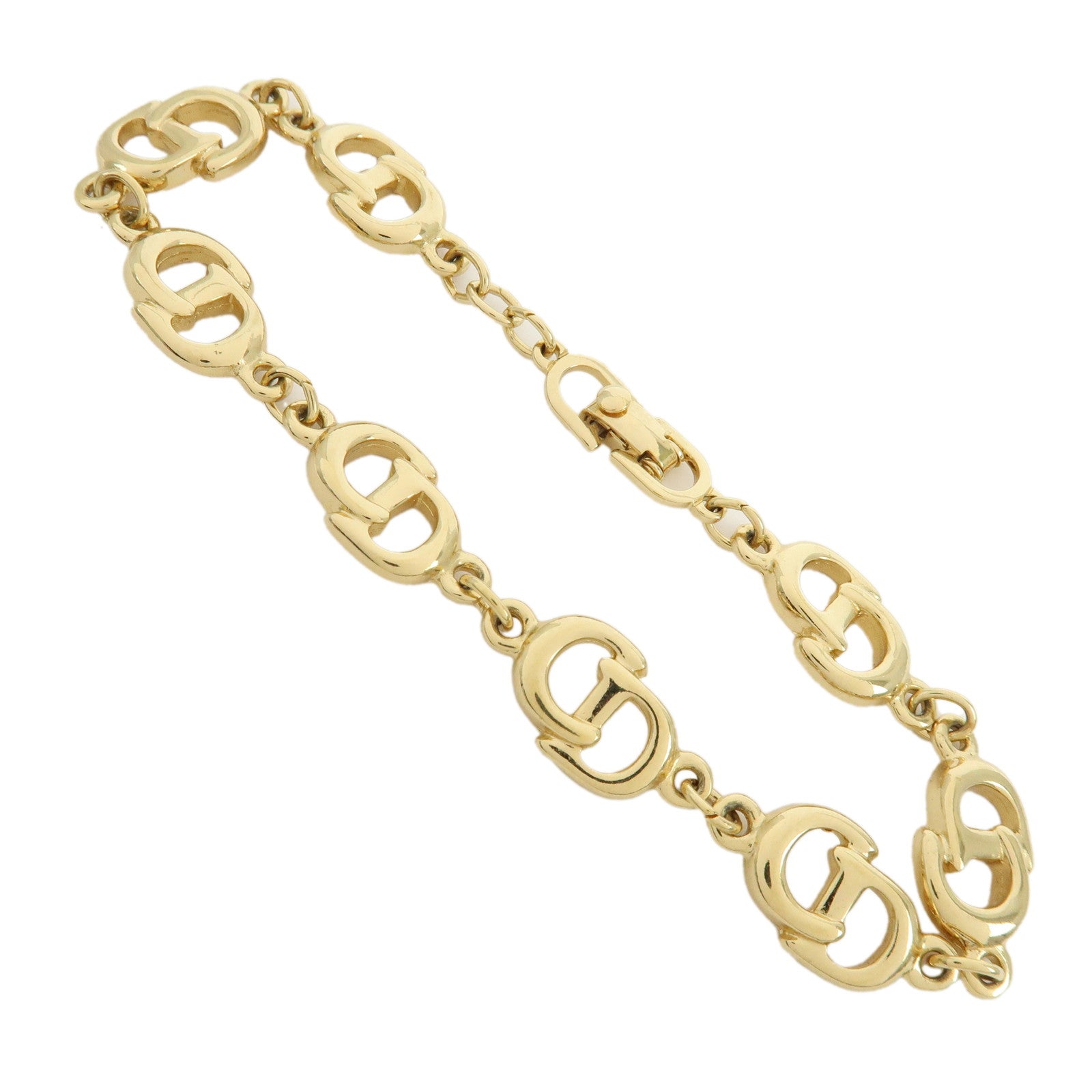 Christian Dior CD Logo Chain Metal Bracelet Gold