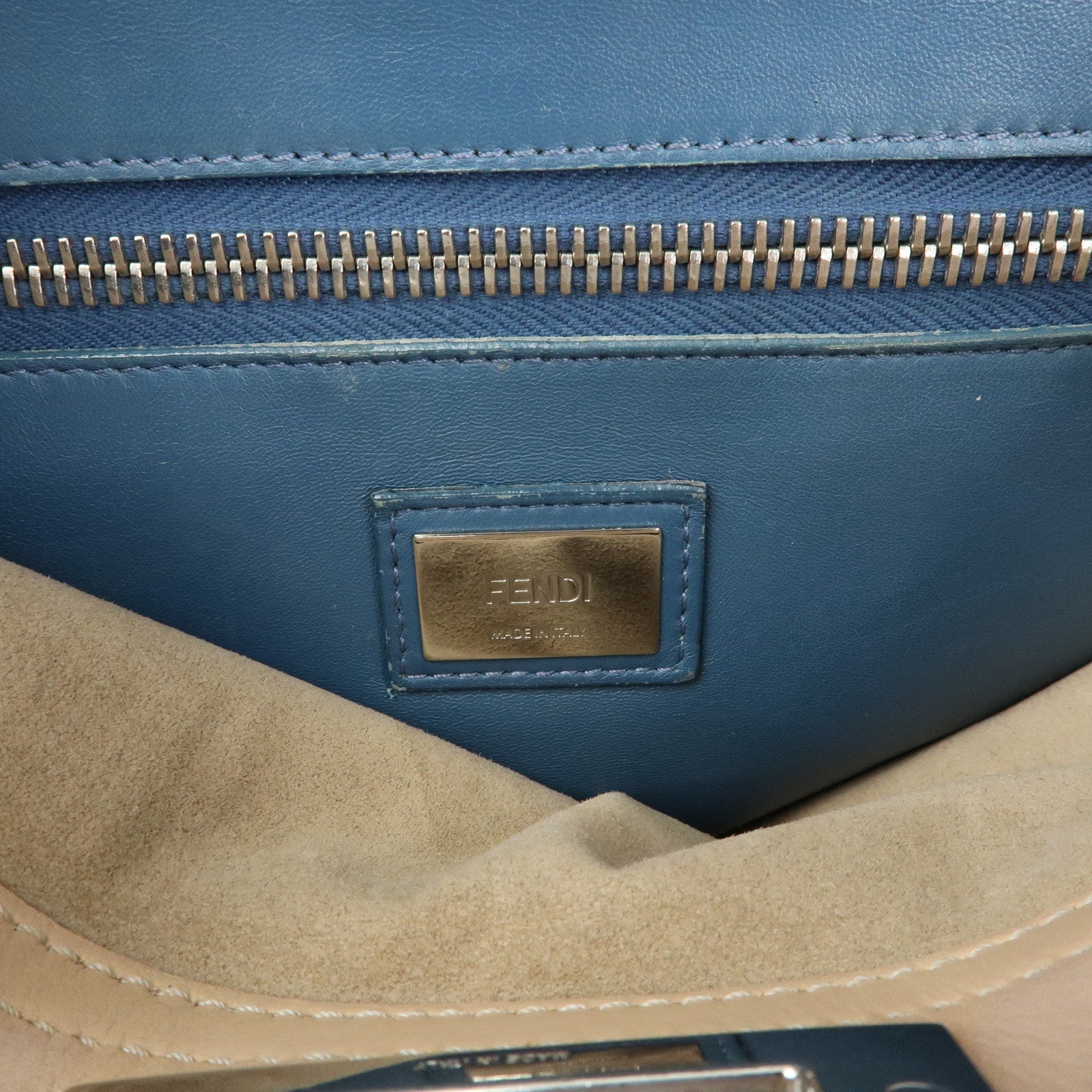 FENDI Peekaboo Medium Leather 2Way Bag Hand Shoulder Bag Beige 8BN290