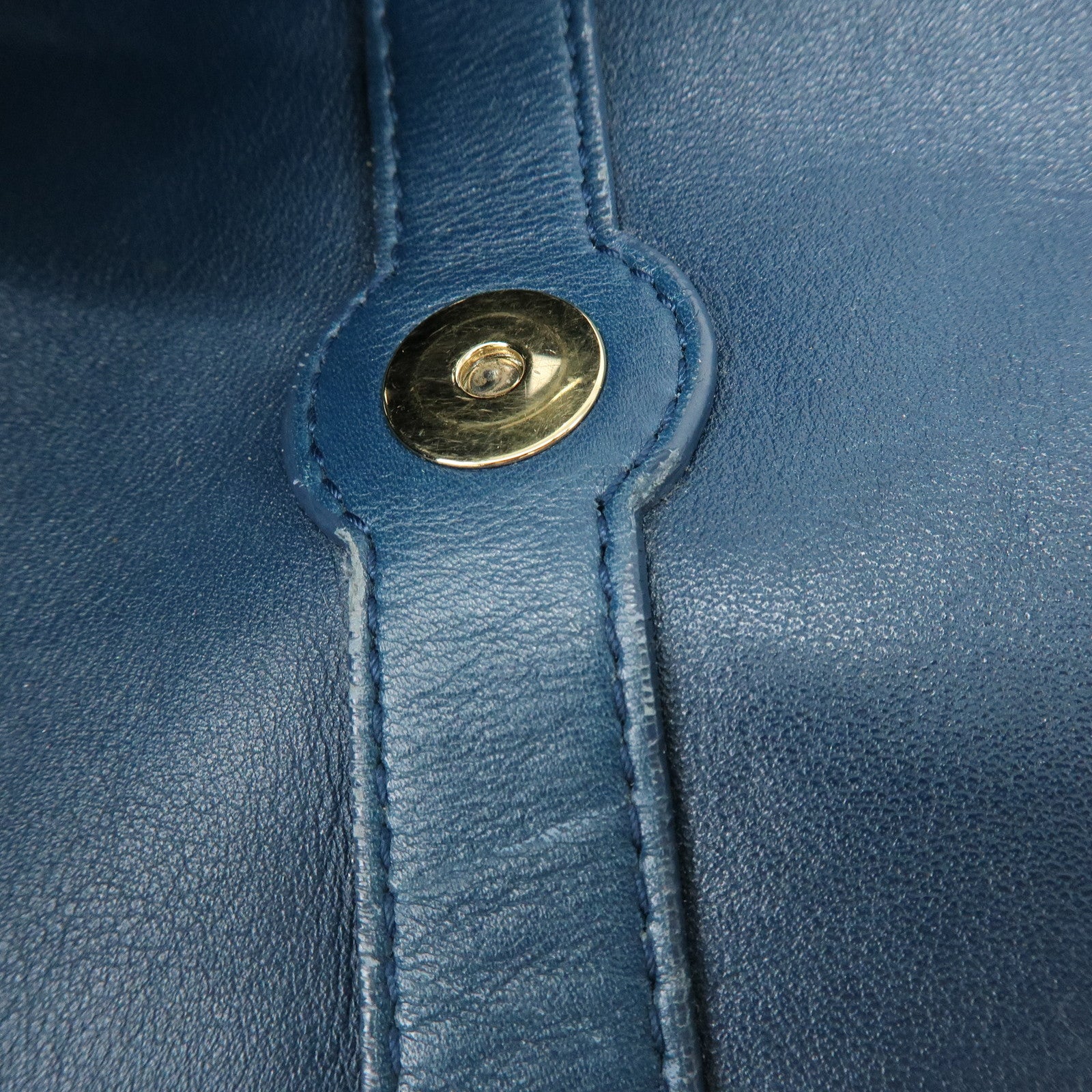 BVLGARI Chandra Leather Shoulder Bag Double Circle Ring Turquoise Blue
