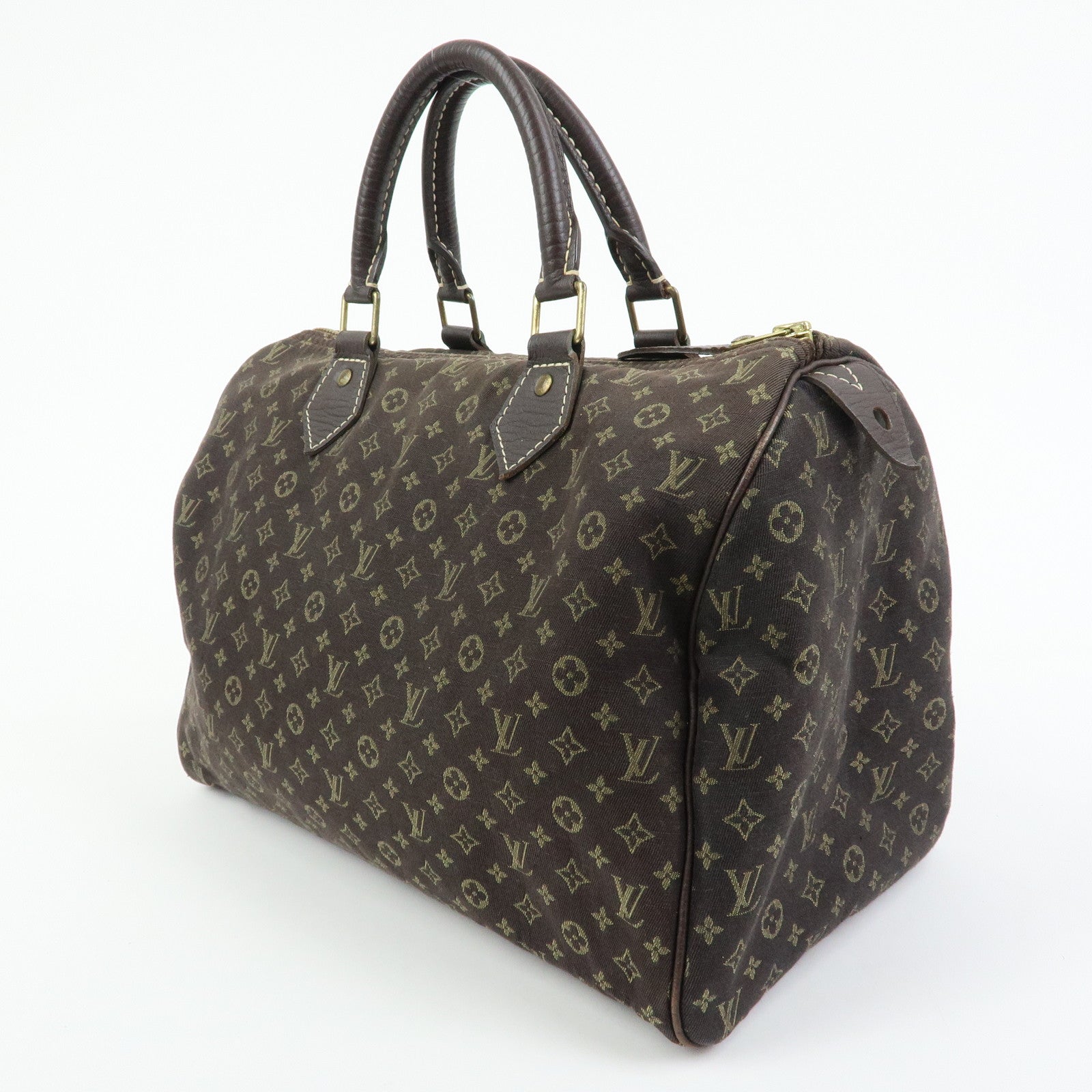 Louis Vuitton Monogram Mini Lin Speedy 30 Boston Hand Bag Ebene M95224