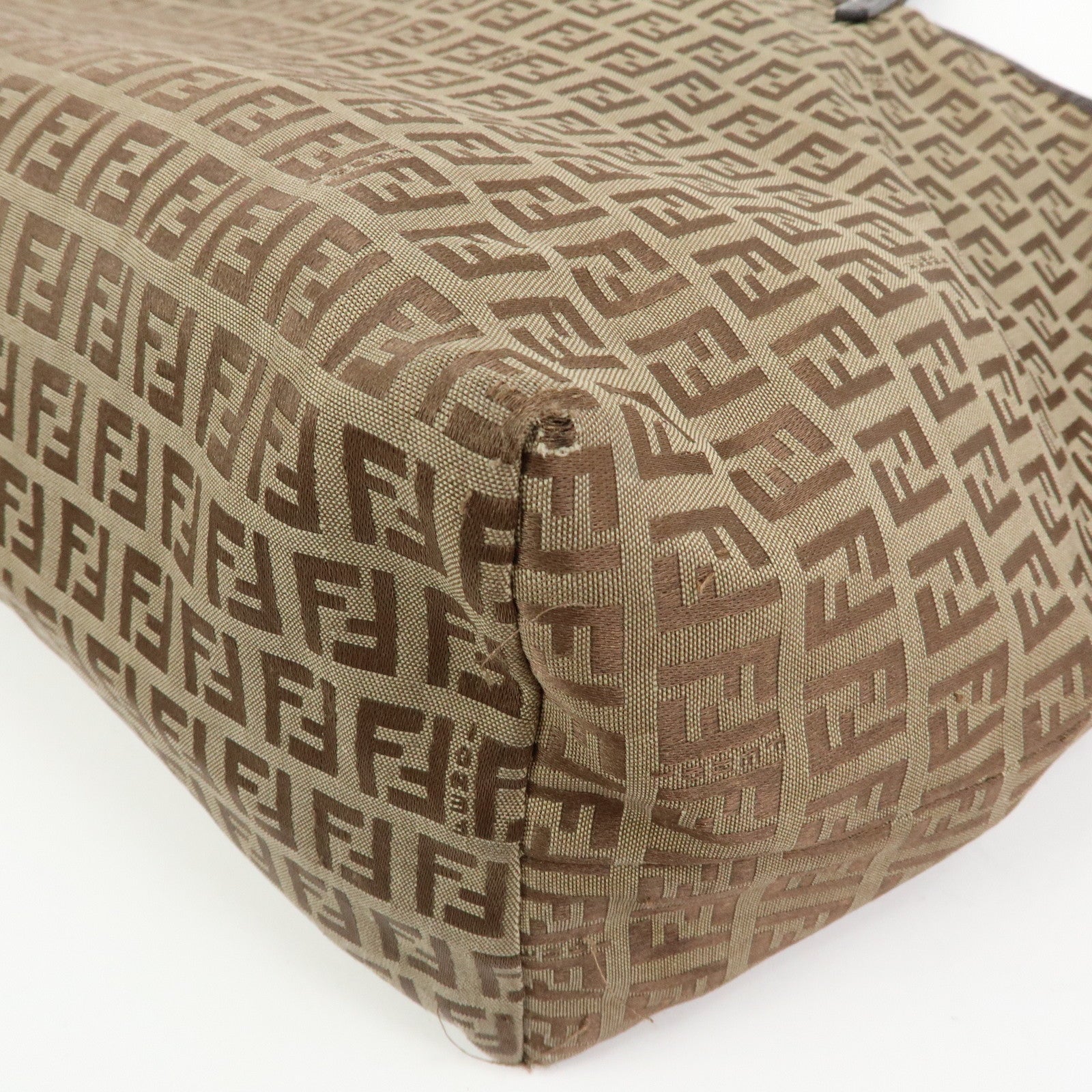 FENDI ZUcchino Canvas Leather Tote Bag Shoulder Bag Brown 8BH005