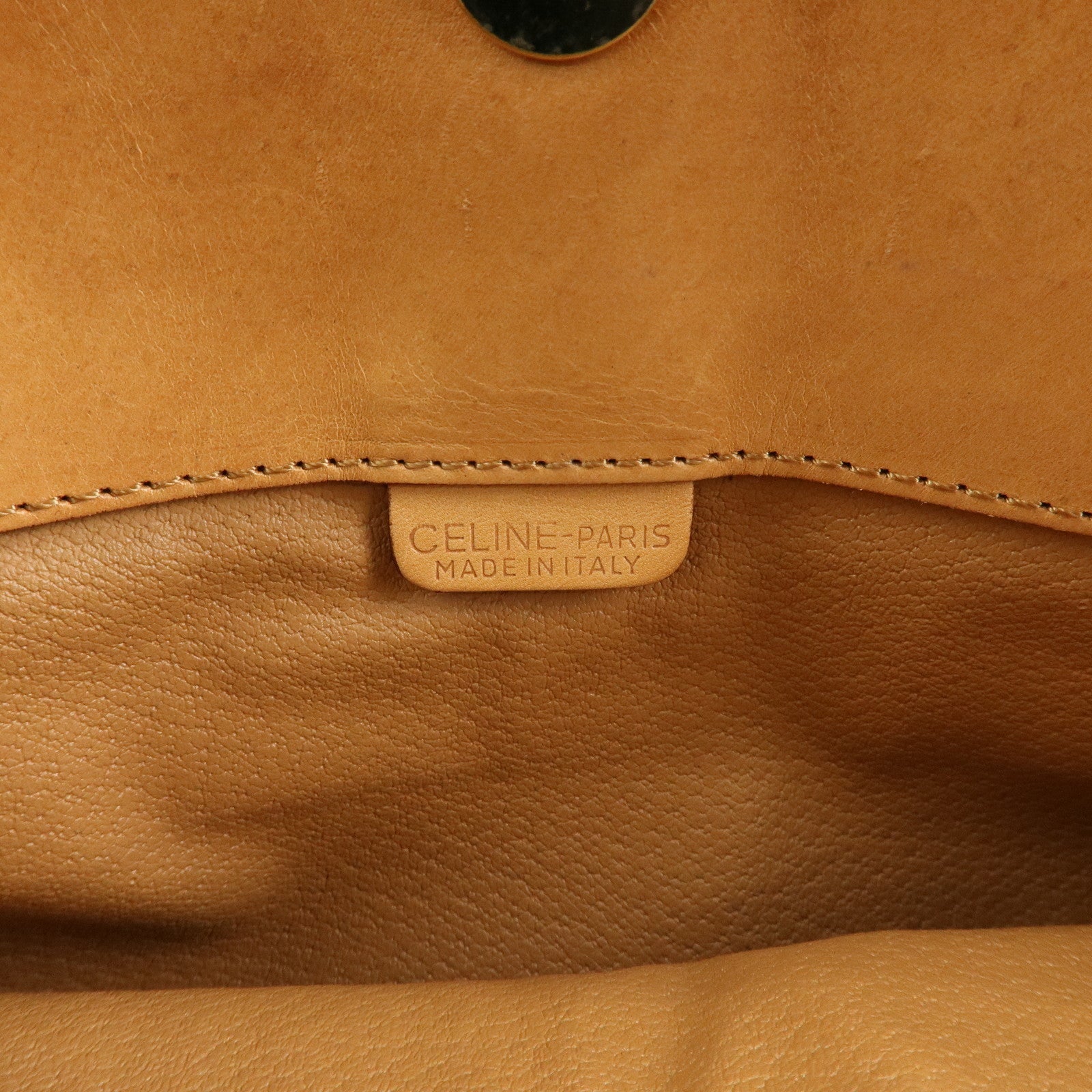 CELINE Macadam Leather Flap Clutch Bag Brown