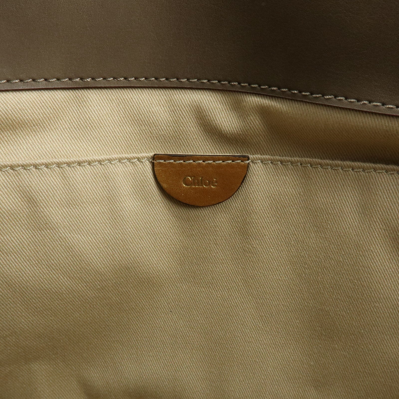 Chloe Sam Leather 2Way Bag Hand Bag Shoulder Bag Greige