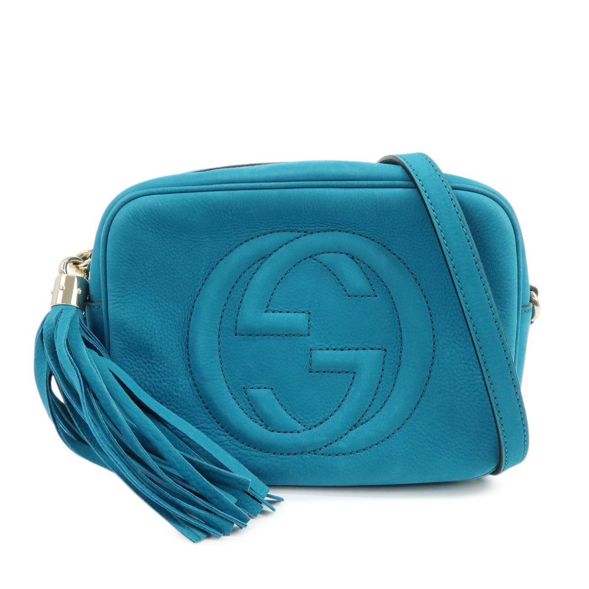 GUCCI SOHO Interlocking G Leather Disco Bag Shoulder Bag Blue 308364