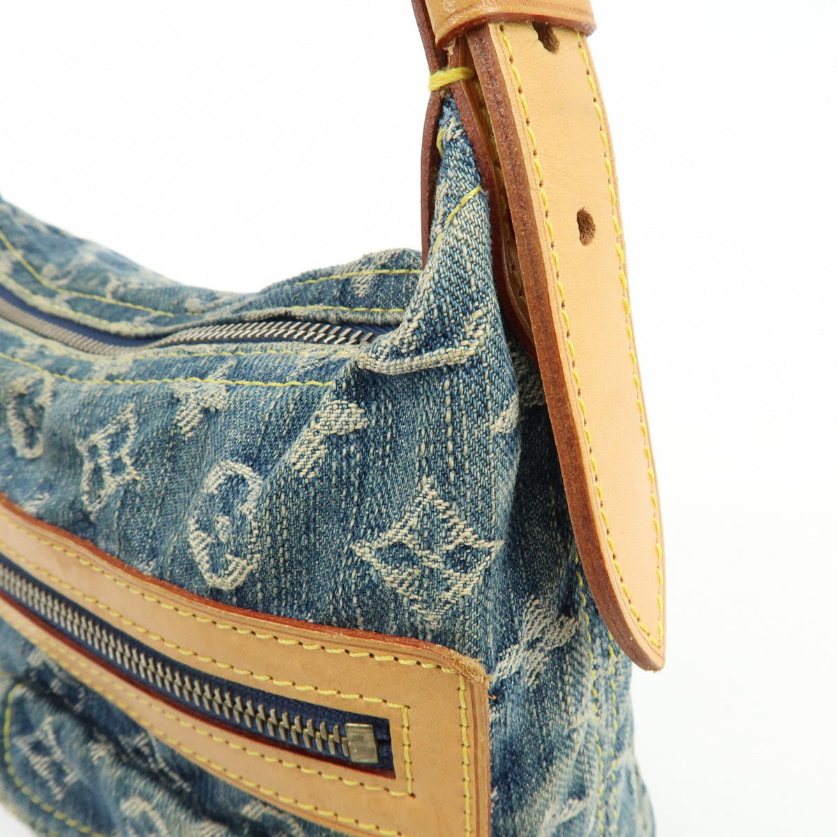 Louis Vuitton Monogram Denim Baggy PM 2Way Bag Shoulder Bag Blue M95049