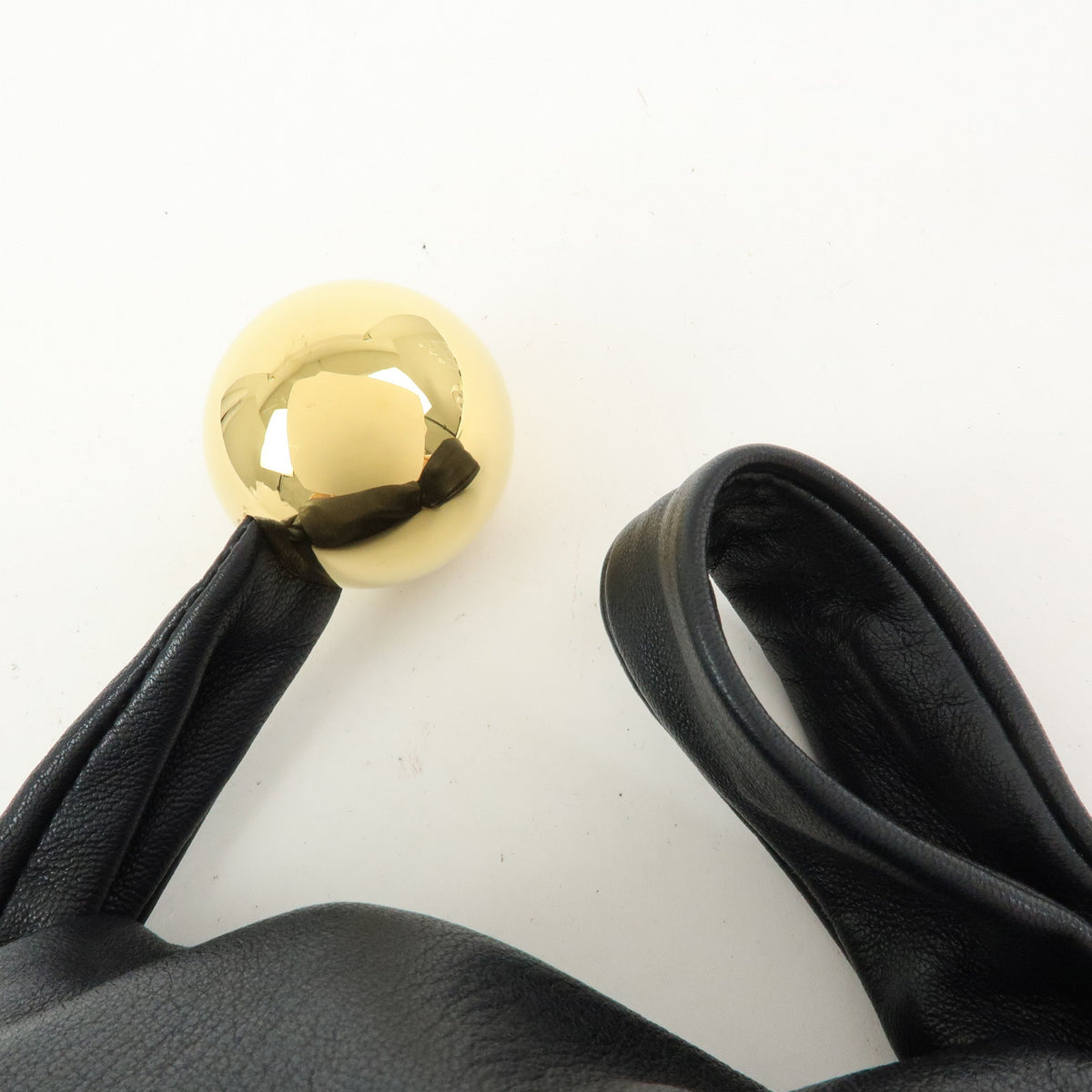 JIL SANDER Leather Sphere Pouch Clutch Hand Bag Black