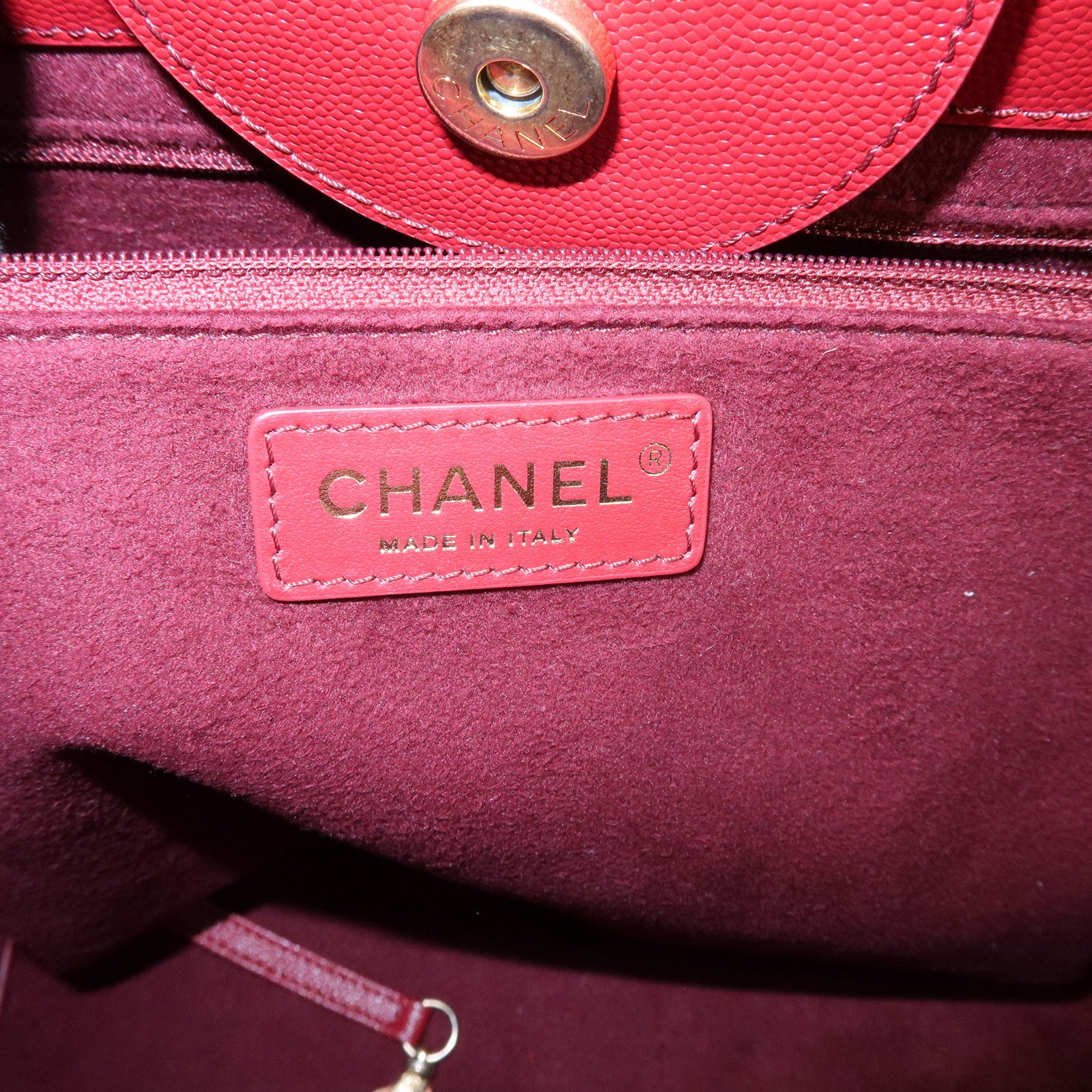 CHANEL Deauville Tote MM Caviarskin 2WAY Hand Bag Shoulder Bag A57069
